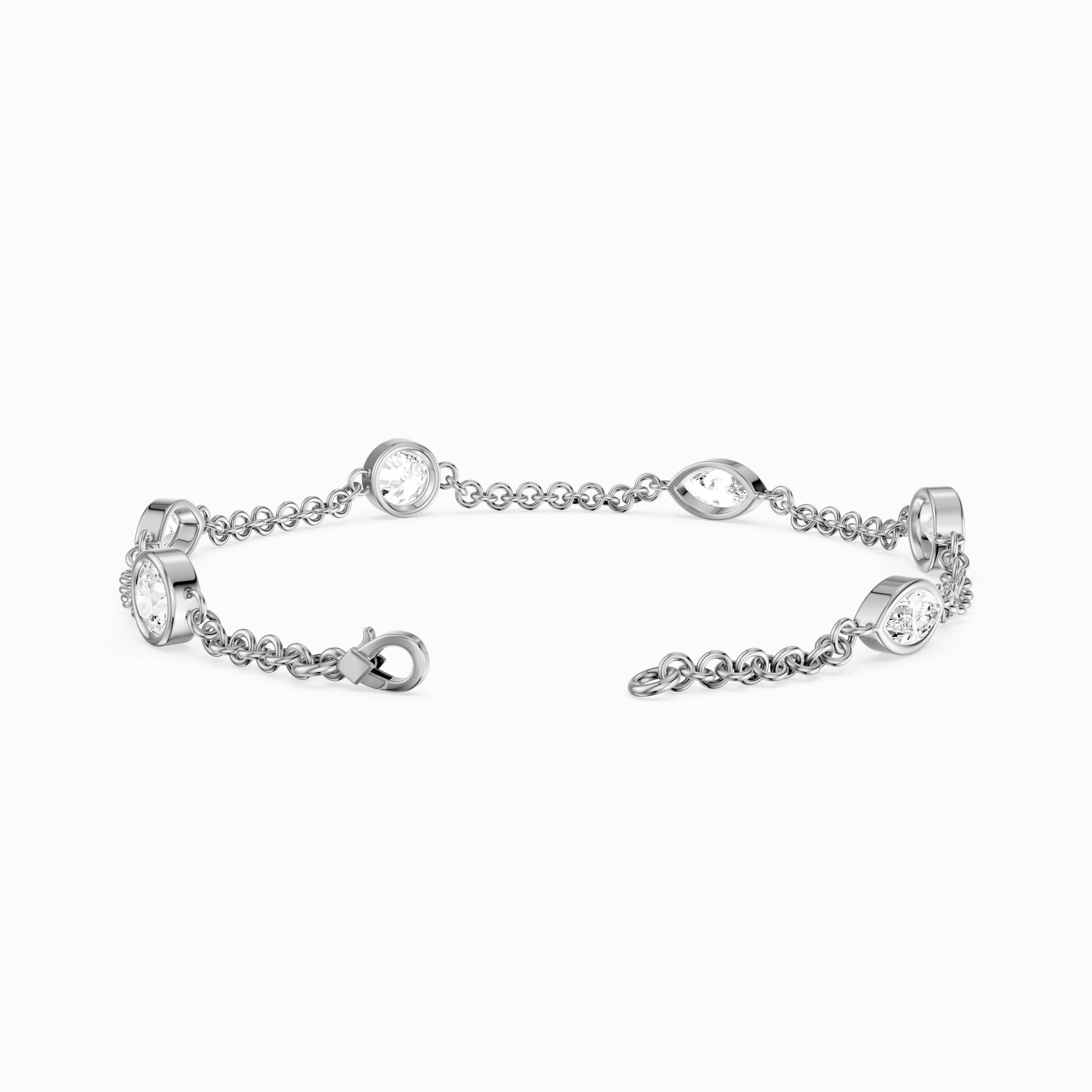 Erica Round and Marquise Lab Grown Diamond Station Chain Bracelet