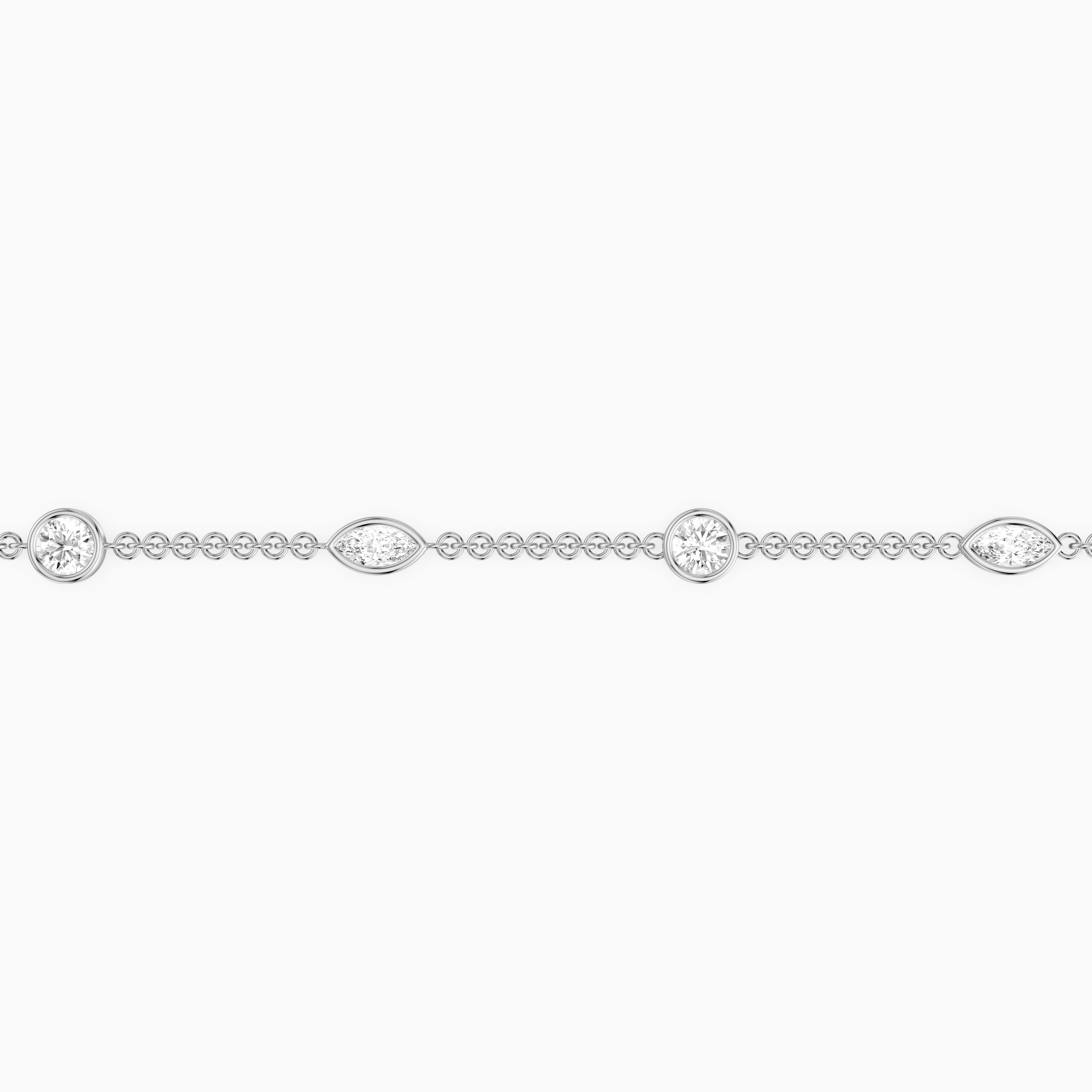 Erica Round and Marquise Lab Grown Diamond Station Chain Bracelet