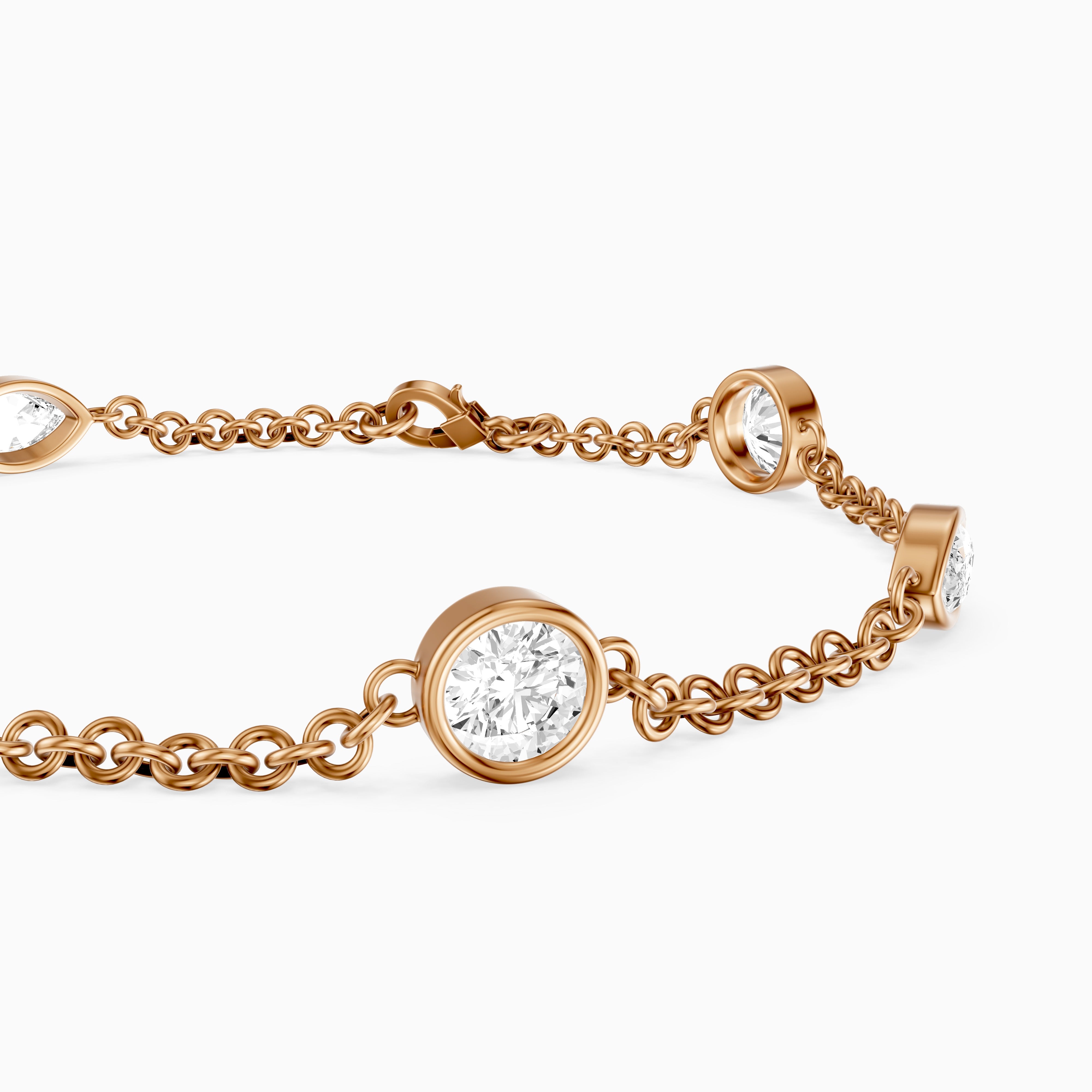 Erica Round and Marquise Lab Grown Diamond Station Chain Bracelet