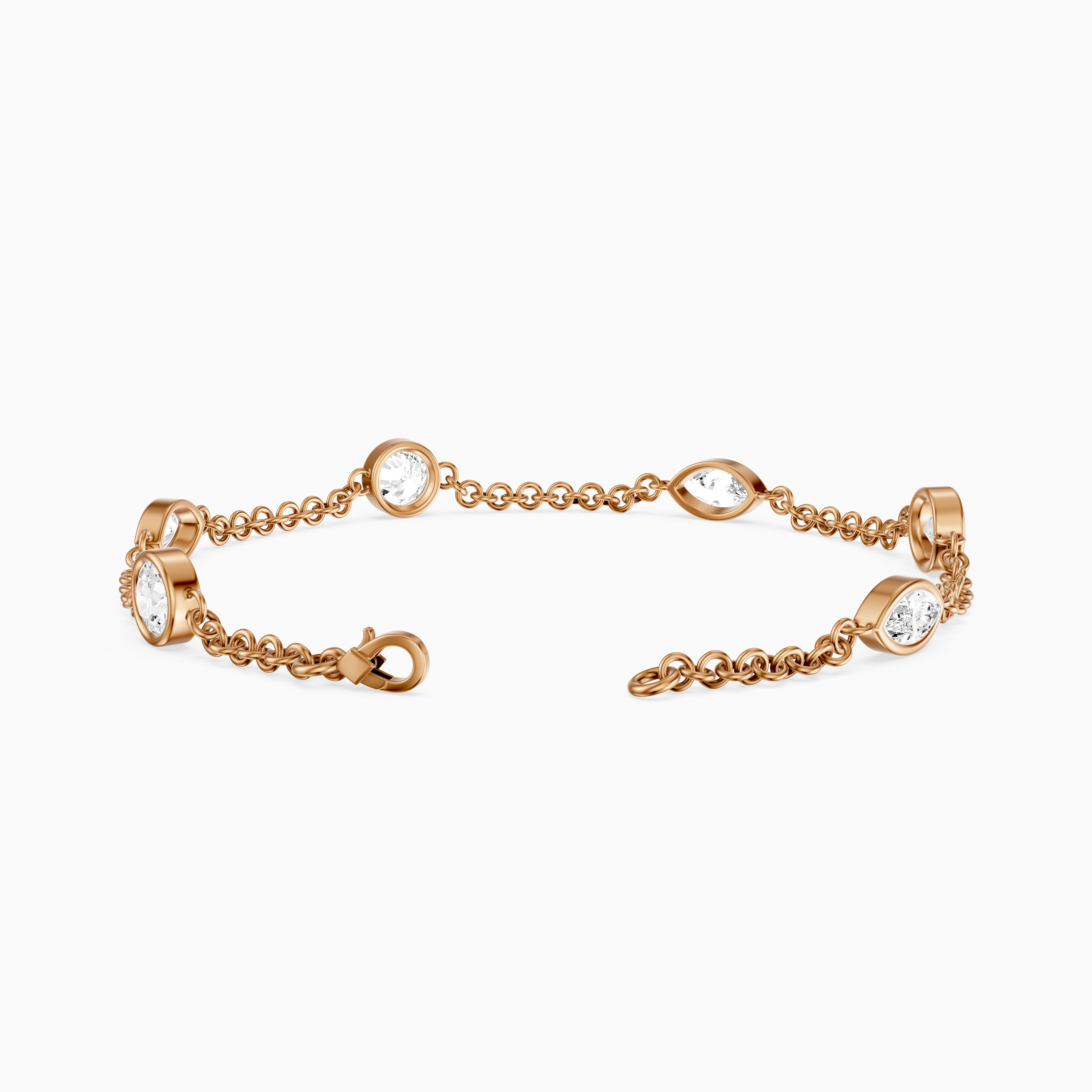 Erica Round and Marquise Lab Grown Diamond Station Chain Bracelet