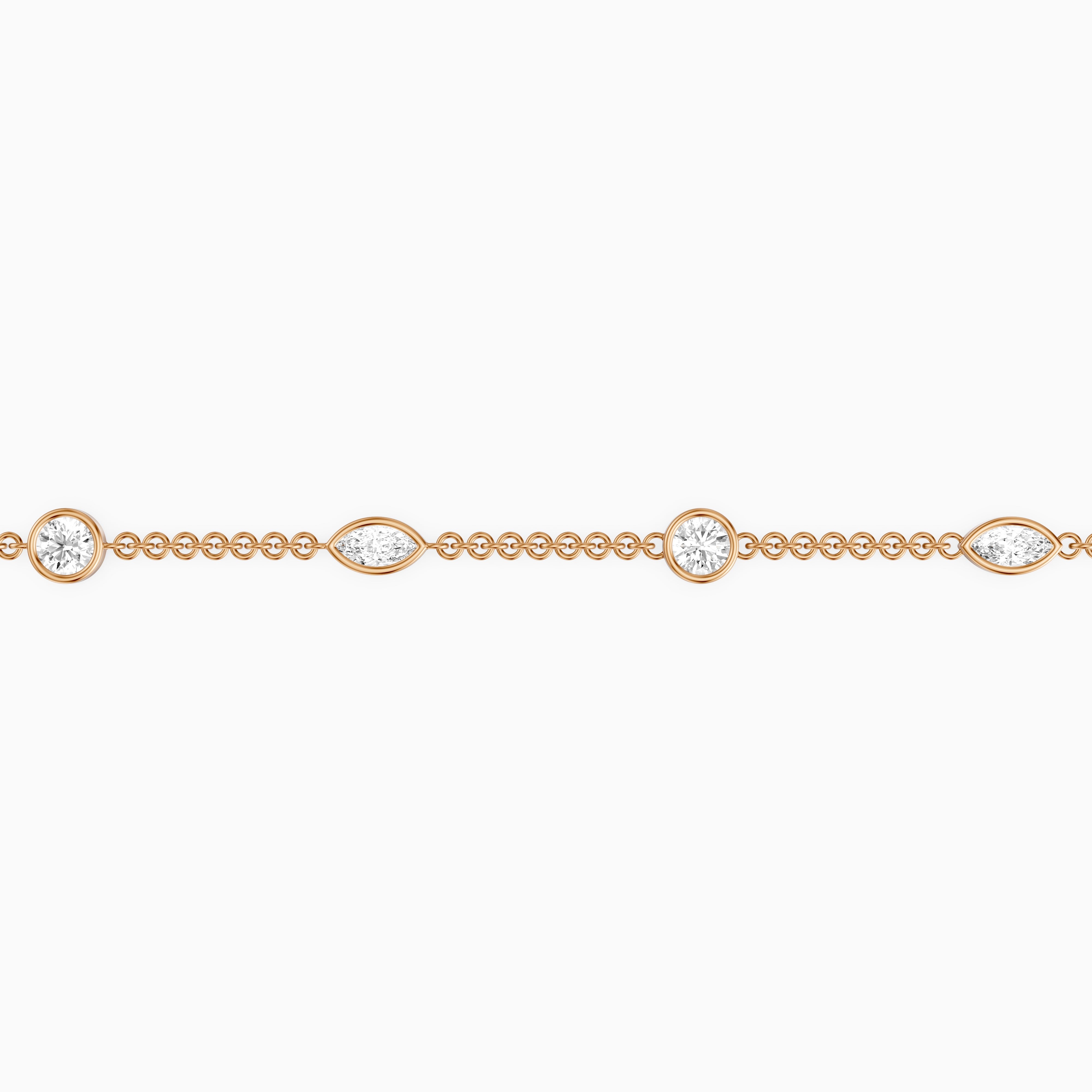 Erica Round and Marquise Lab Grown Diamond Station Chain Bracelet