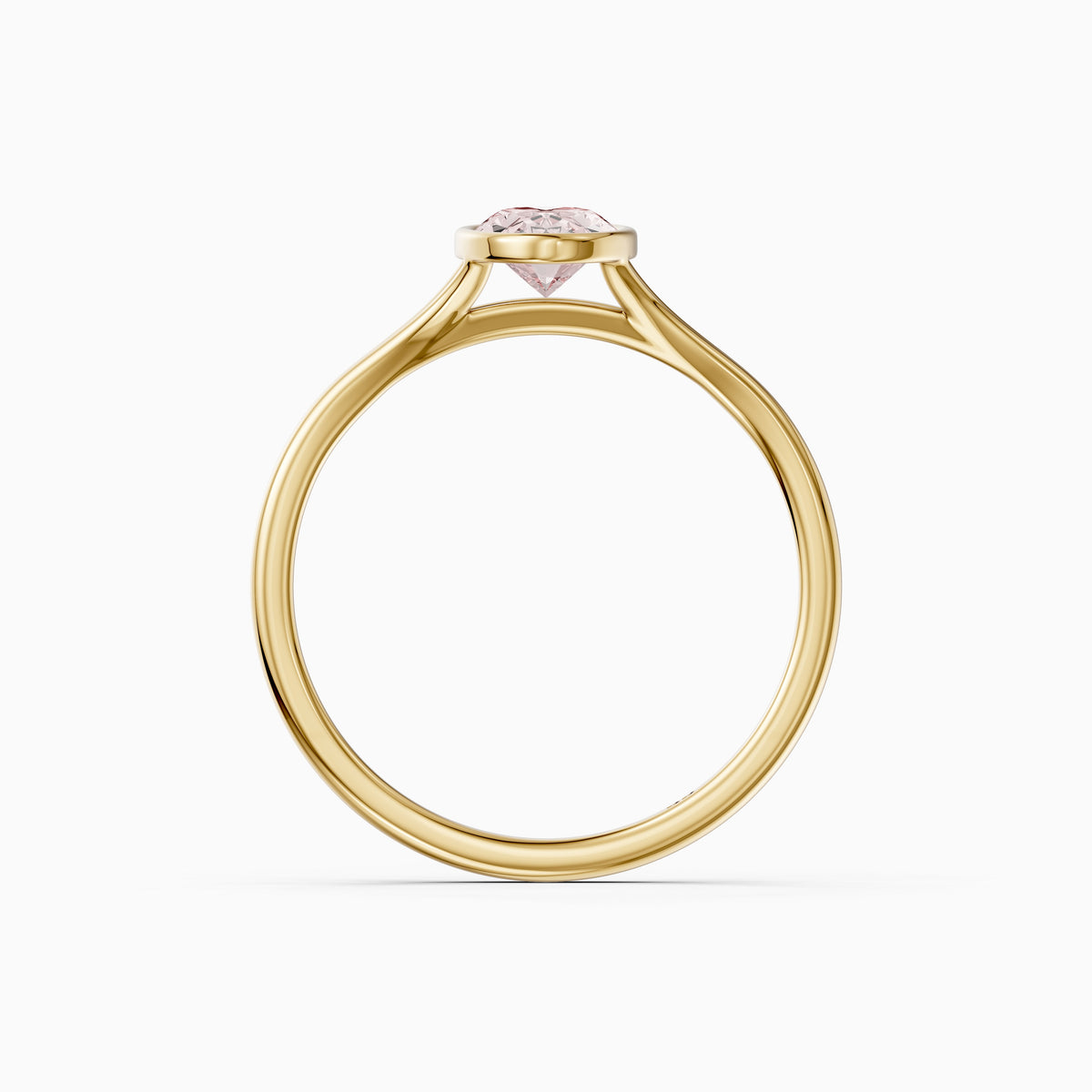 Honora Moval Pink Lab Grown Diamond Bezel Set Split Shank Solitaire Ring