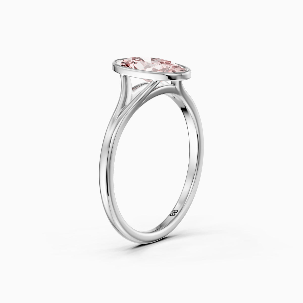 Honora Moval Pink Lab Grown Diamond Bezel Set Split Shank Solitaire Ring