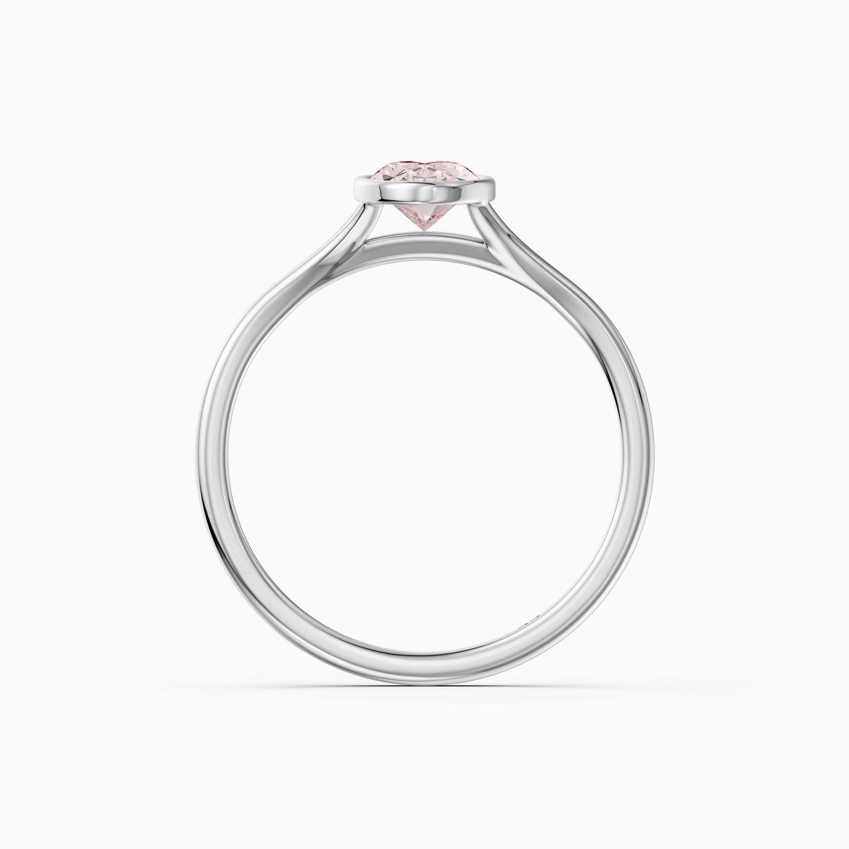 Honora Moval Pink Lab Grown Diamond Bezel Set Split Shank Solitaire Ring
