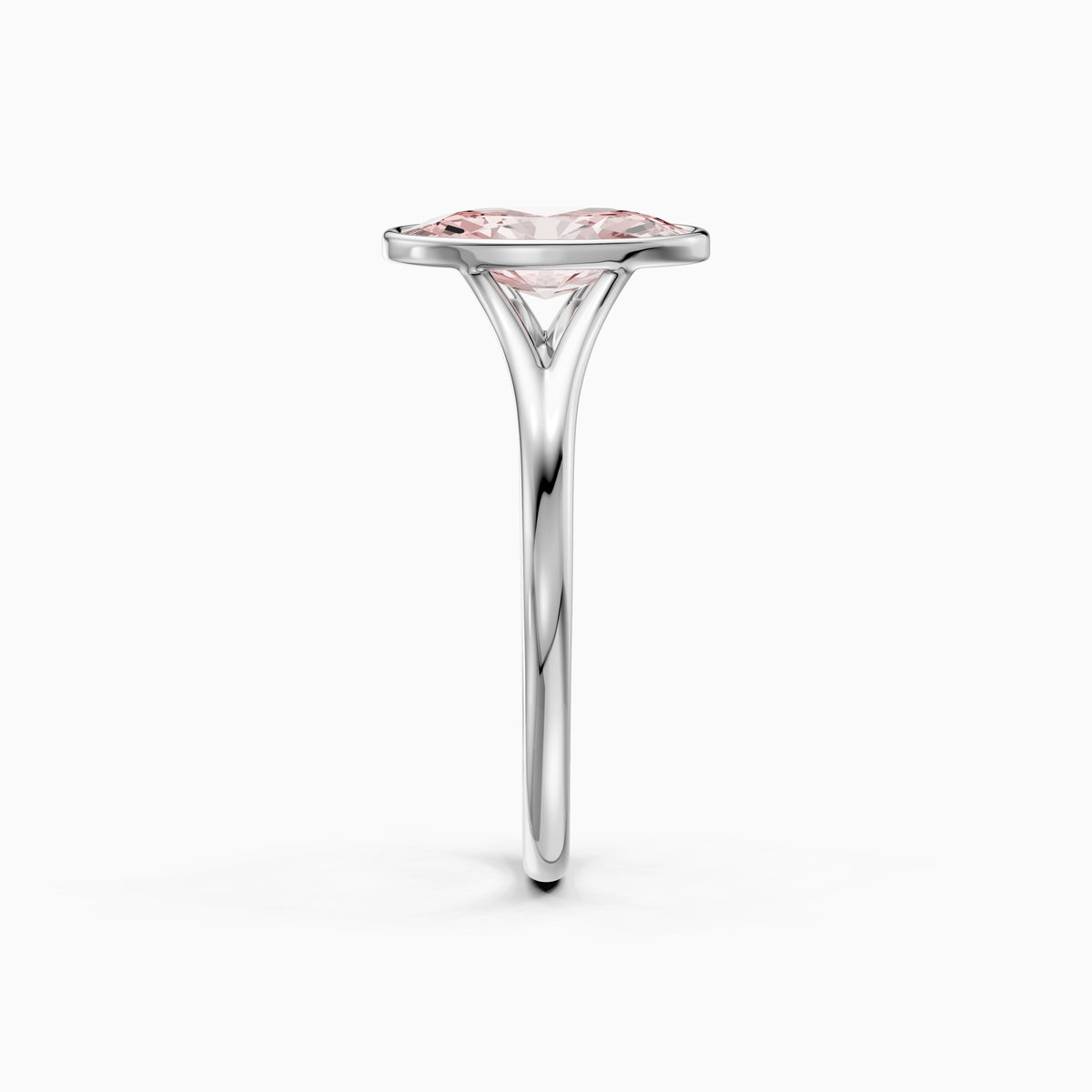 Honora Moval Pink Lab Grown Diamond Bezel Set Split Shank Solitaire Ring