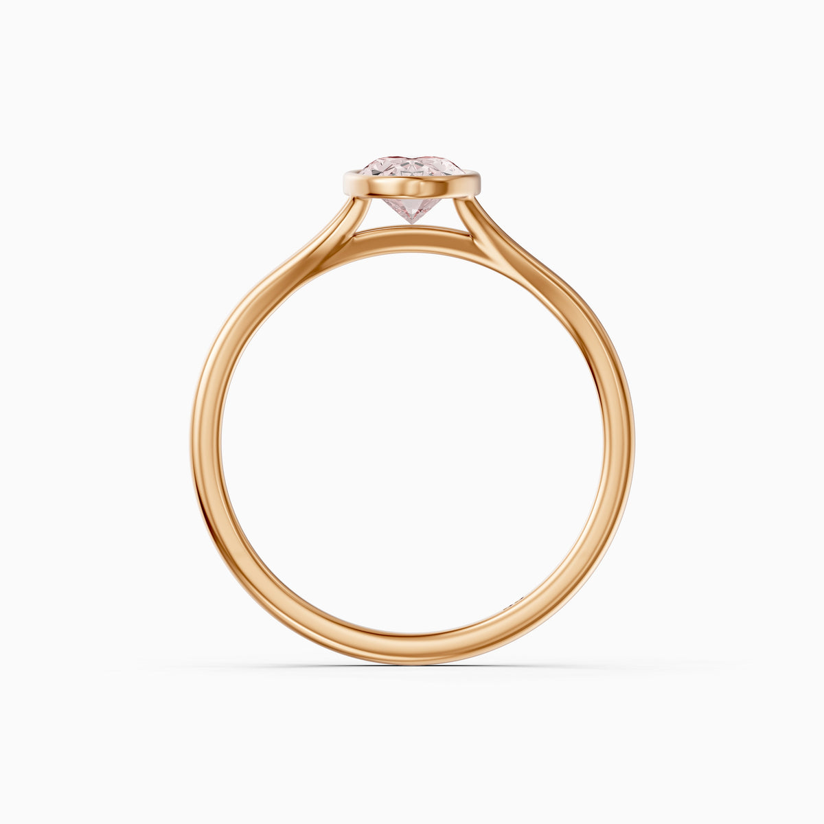 Honora Moval Pink Lab Grown Diamond Bezel Set Split Shank Solitaire Ring
