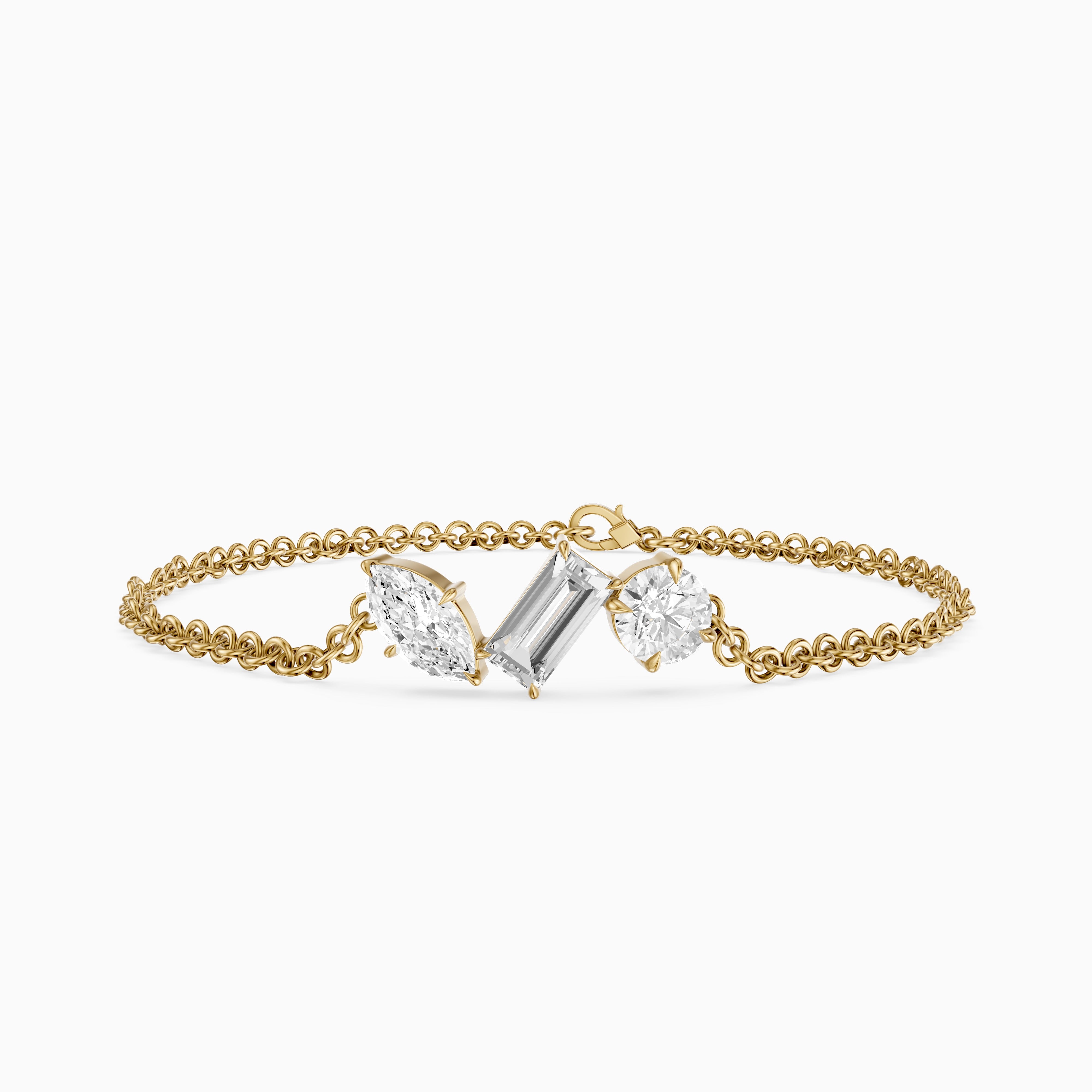 Dulcie Mixed Shape Lab Grown Diamond Trio Station Chain Bracelet
