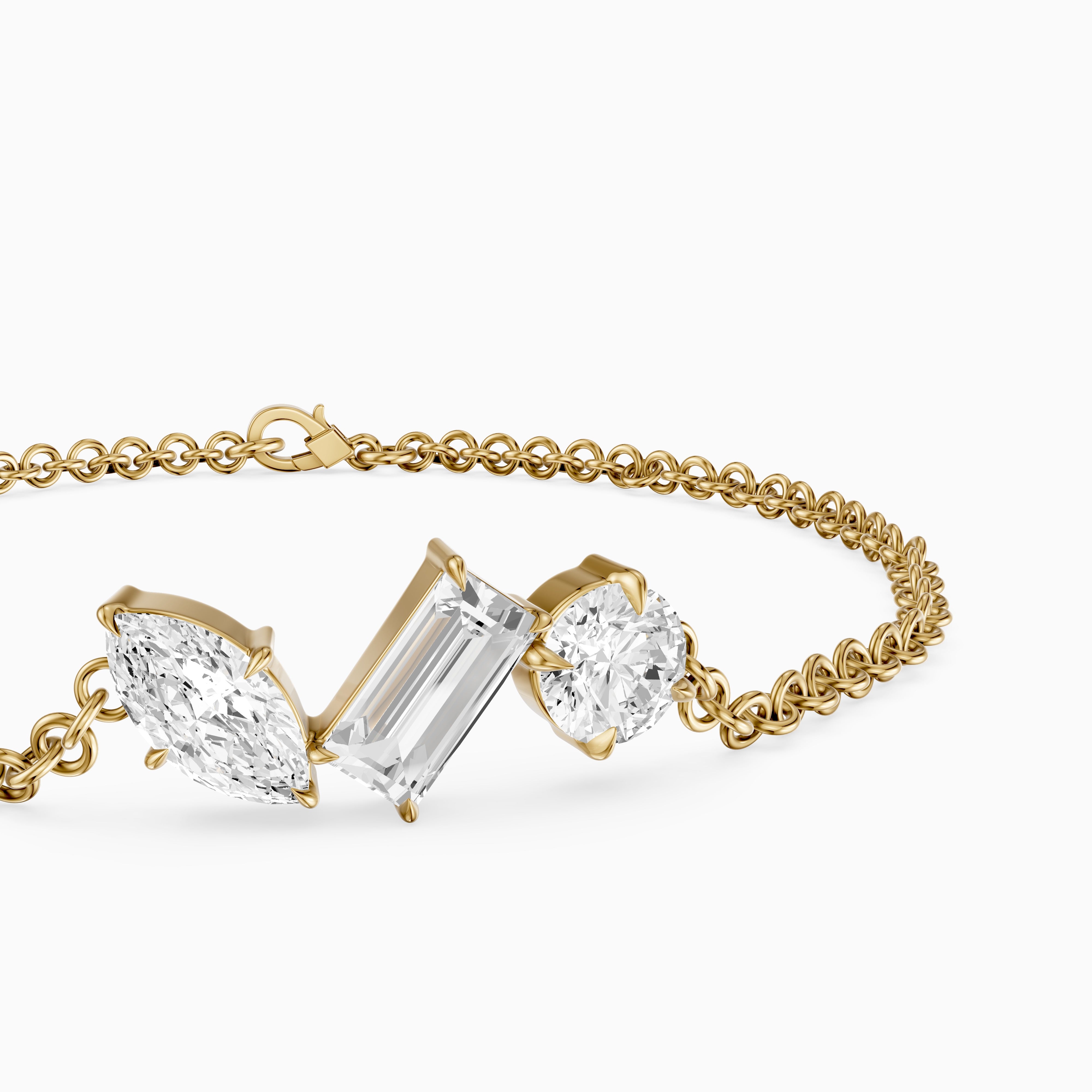 Dulcie Mixed Shape Lab Grown Diamond Trio Station Chain Bracelet