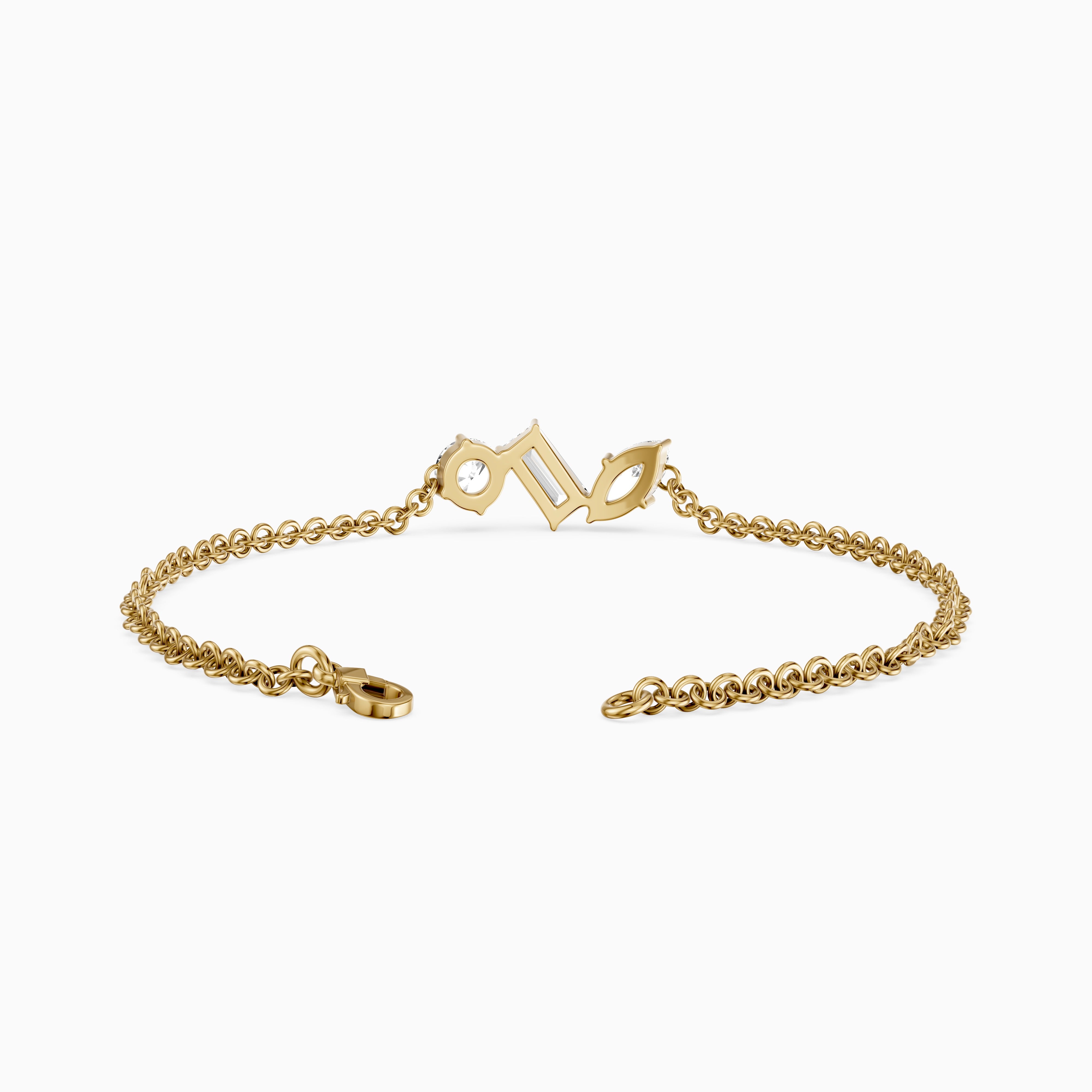 Dulcie Mixed Shape Lab Grown Diamond Trio Station Chain Bracelet