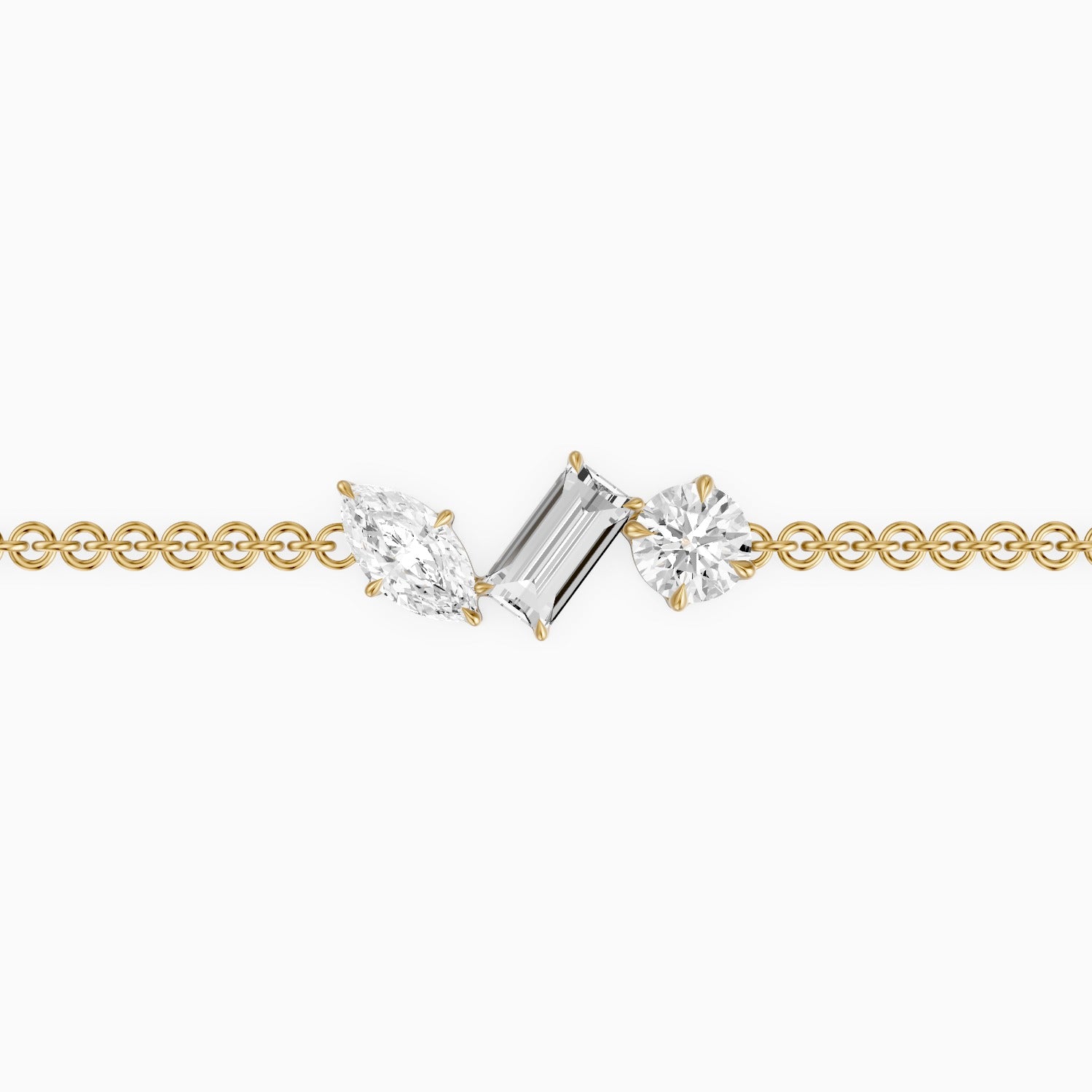 Dulcie Mixed Shape Lab Grown Diamond Trio Station Chain Bracelet