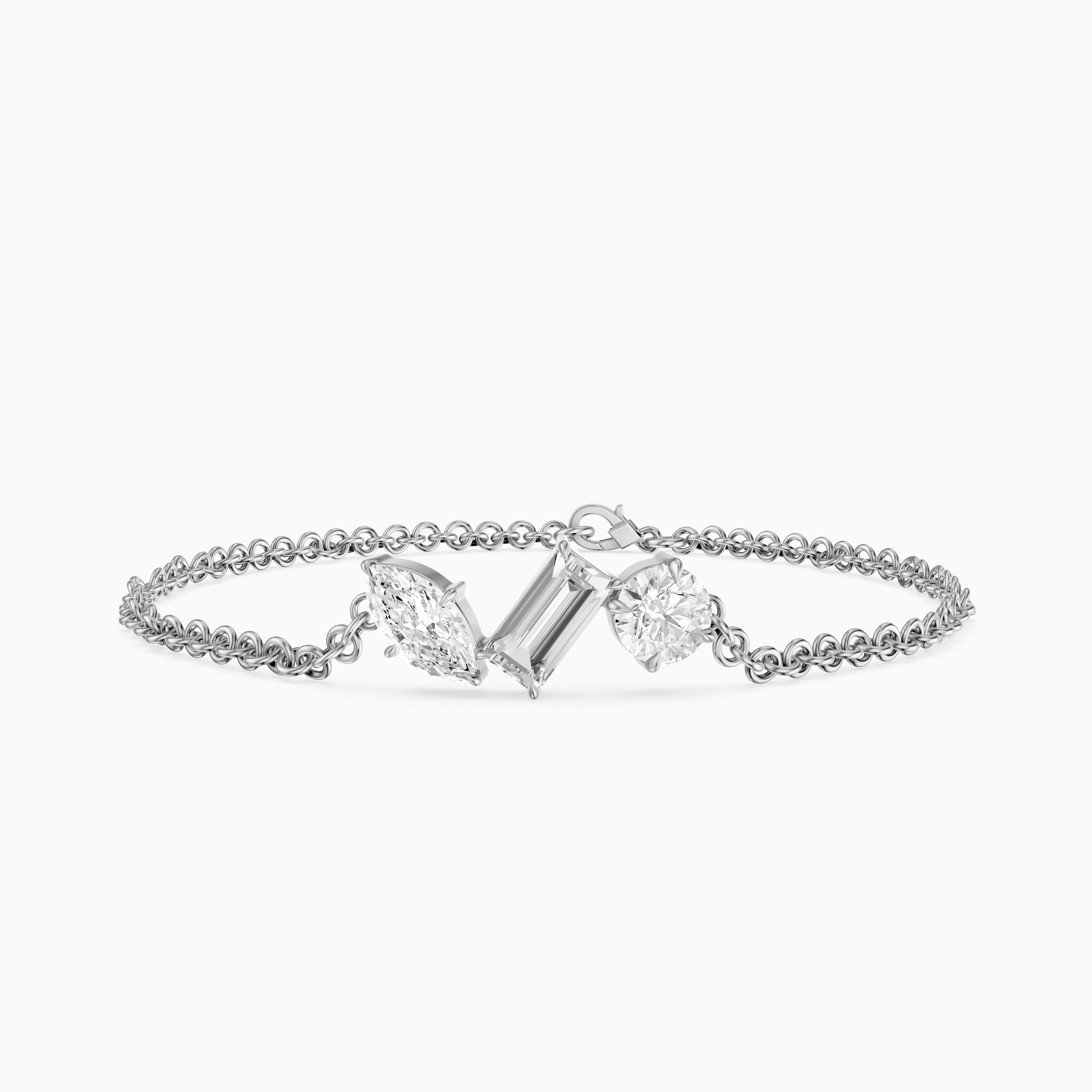 Dulcie Mixed Shape Lab Grown Diamond Trio Station Chain Bracelet
