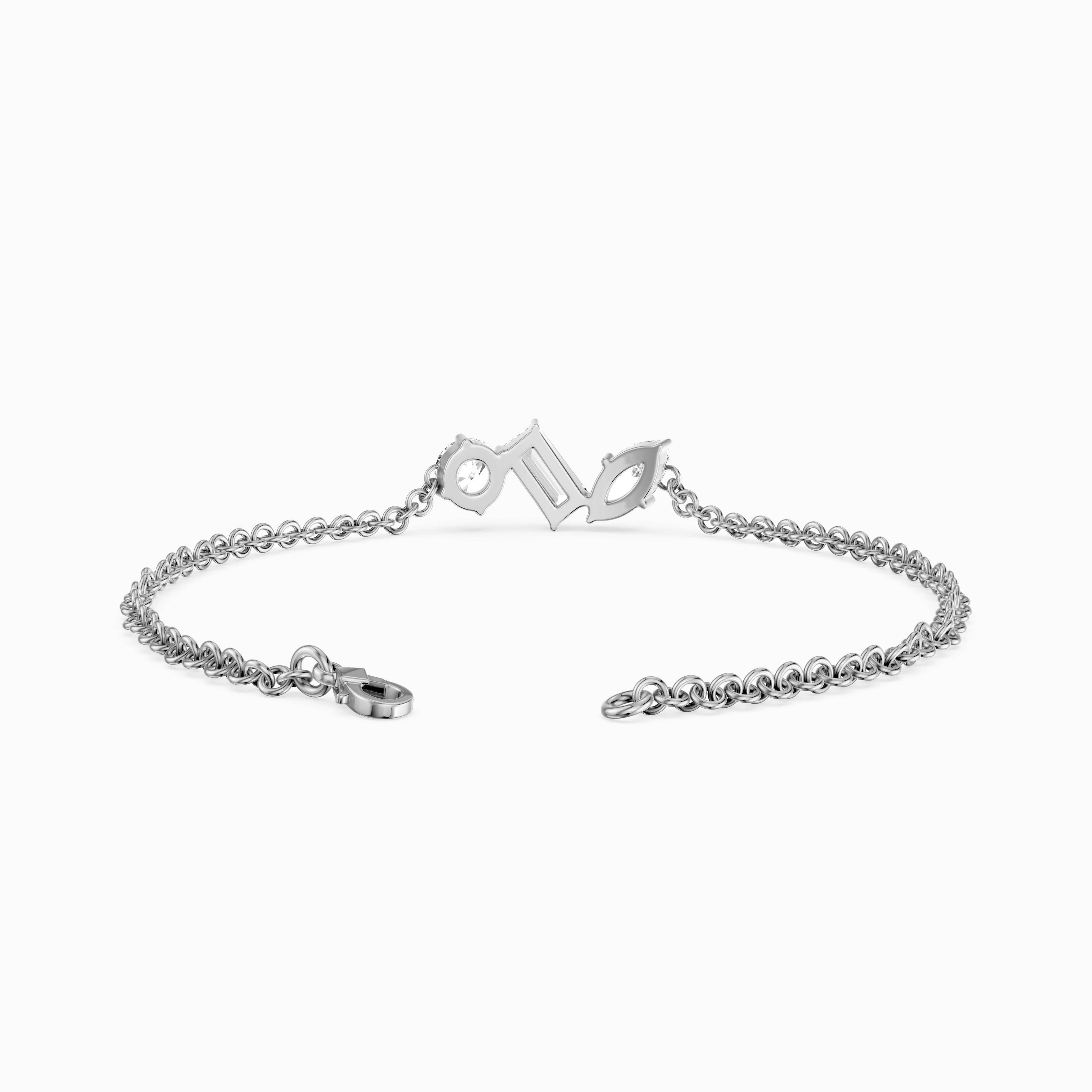 Dulcie Mixed Shape Lab Grown Diamond Trio Station Chain Bracelet
