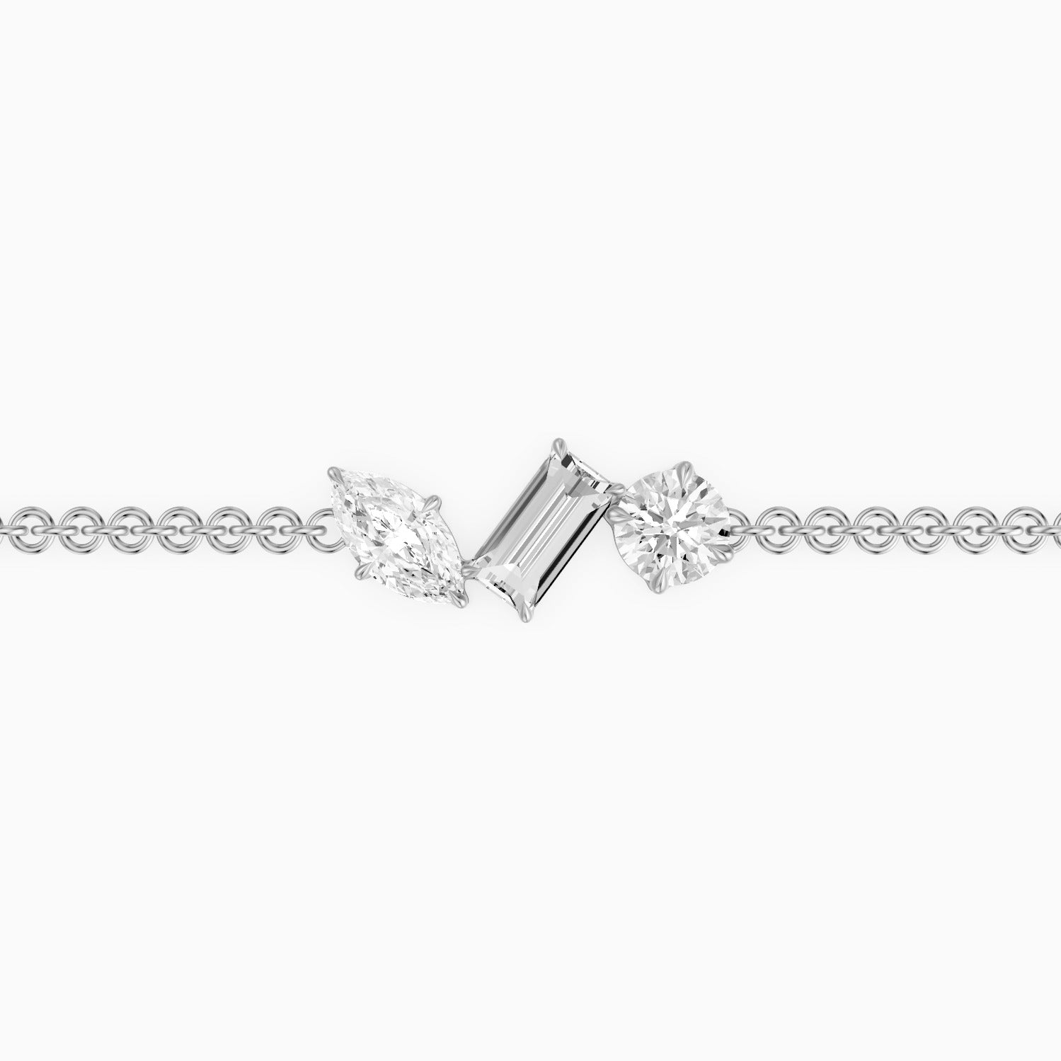 Dulcie Mixed Shape Lab Grown Diamond Trio Station Chain Bracelet