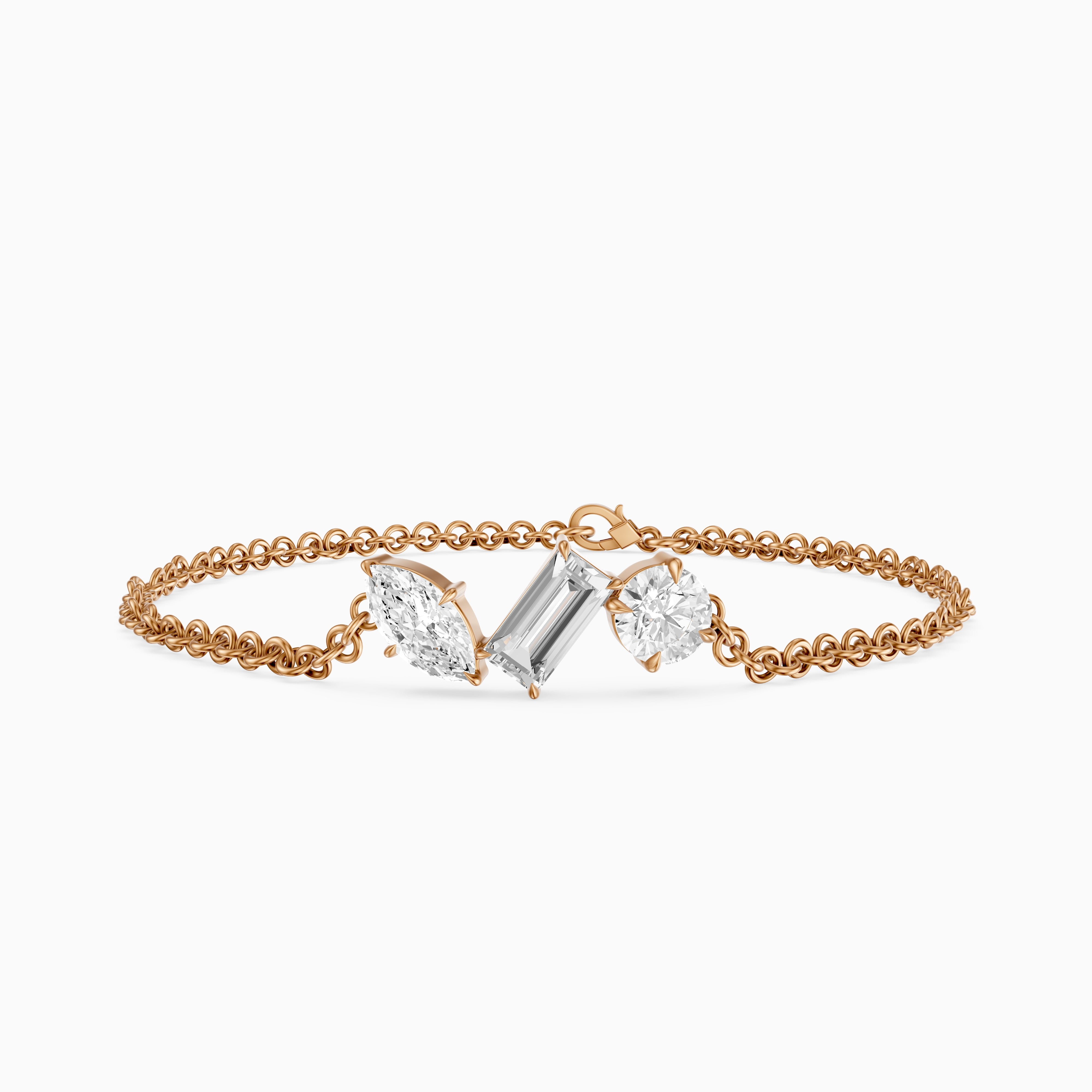Dulcie Mixed Shape Lab Grown Diamond Trio Station Chain Bracelet