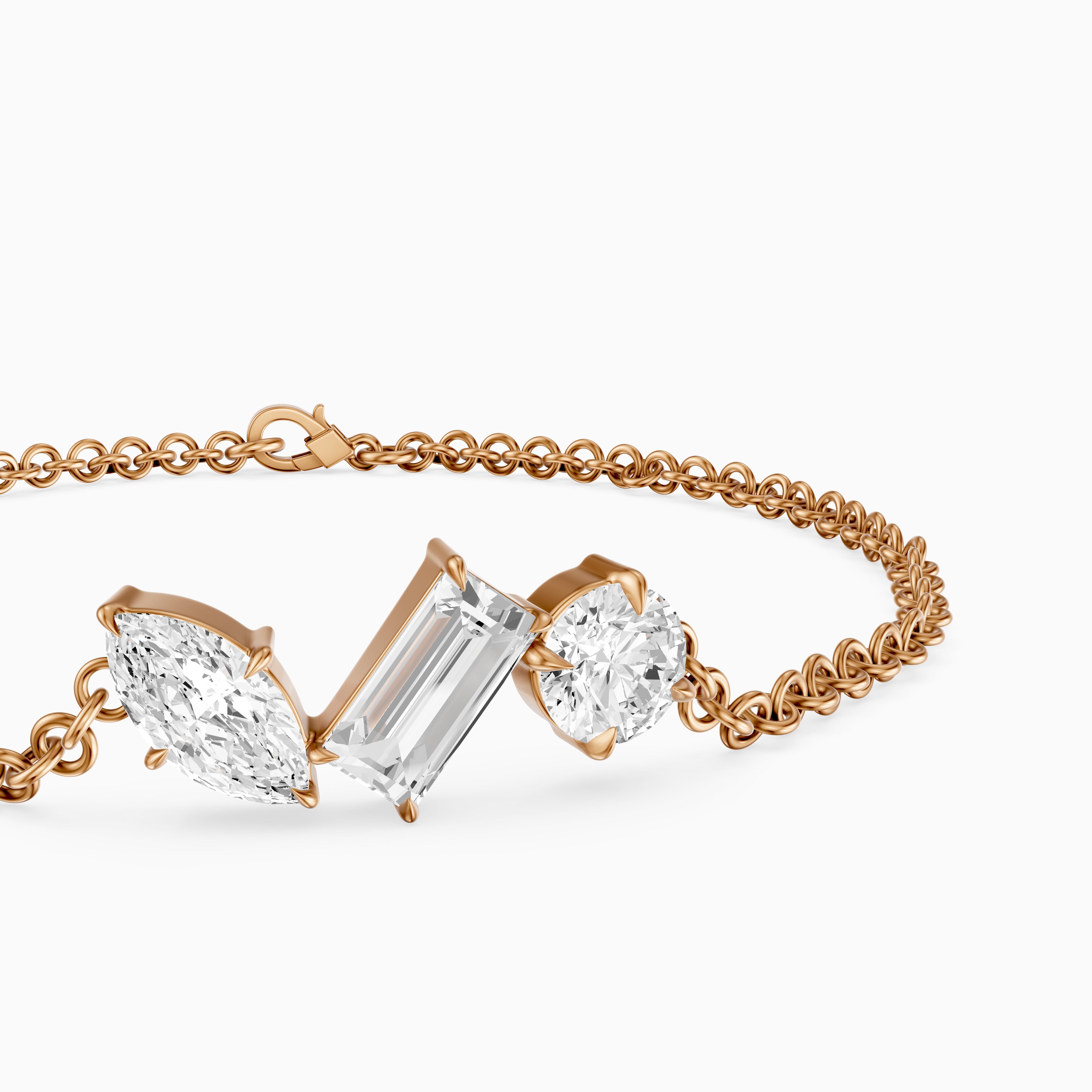 Dulcie Mixed Shape Lab Grown Diamond Trio Station Chain Bracelet