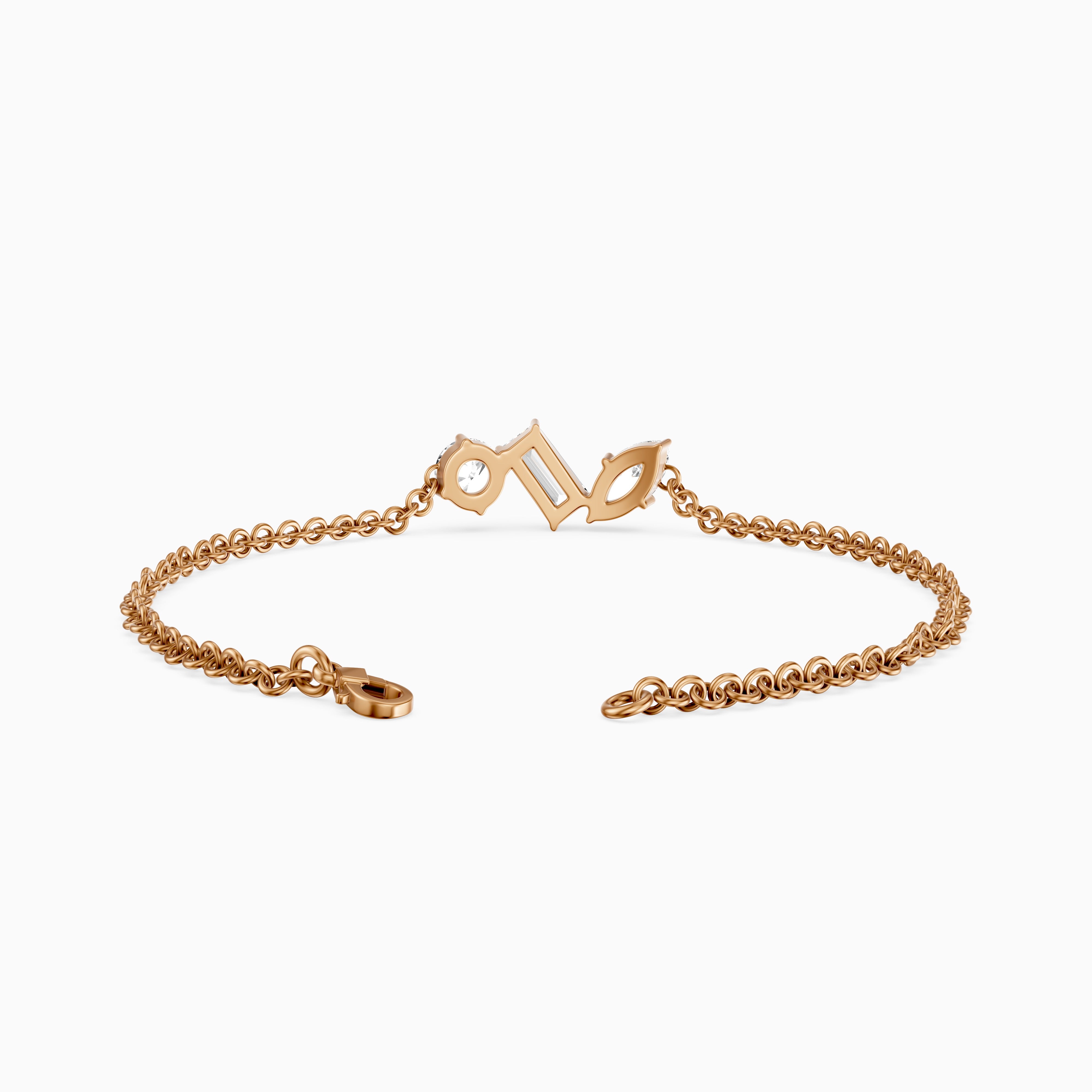 Dulcie Mixed Shape Lab Grown Diamond Trio Station Chain Bracelet