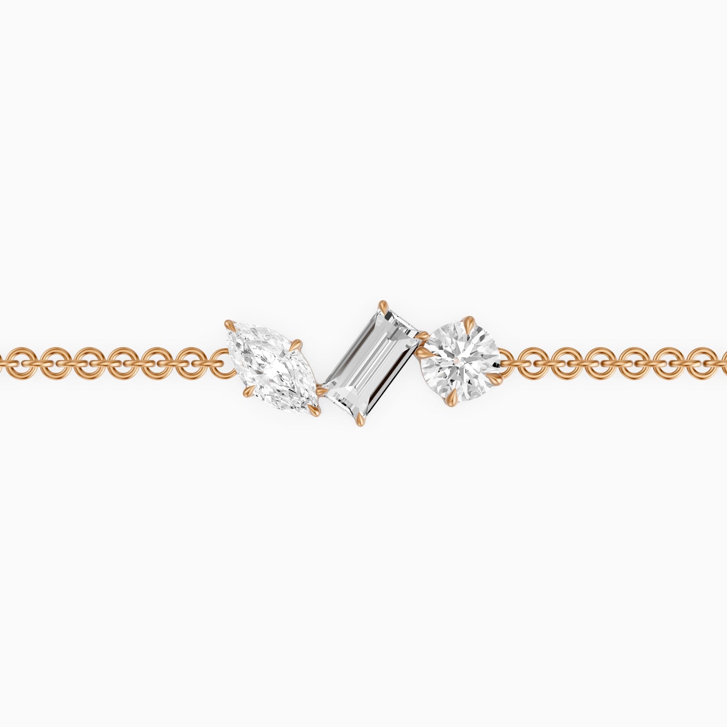 Dulcie Mixed Shape Lab Grown Diamond Trio Station Chain Bracelet