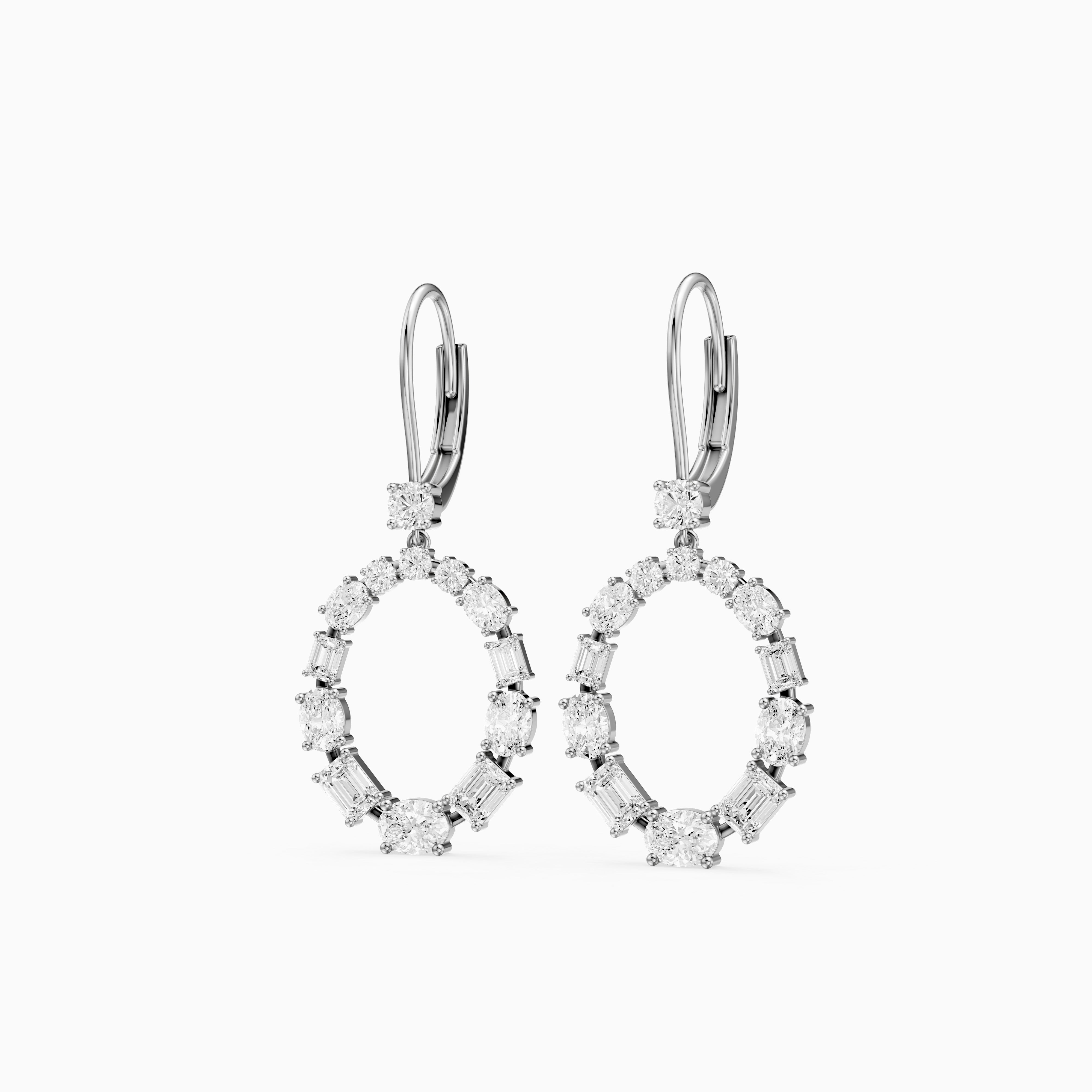 Perrie Oval, Round and Emerald Cut Lab Grown Diamond Circle Drop Earrings