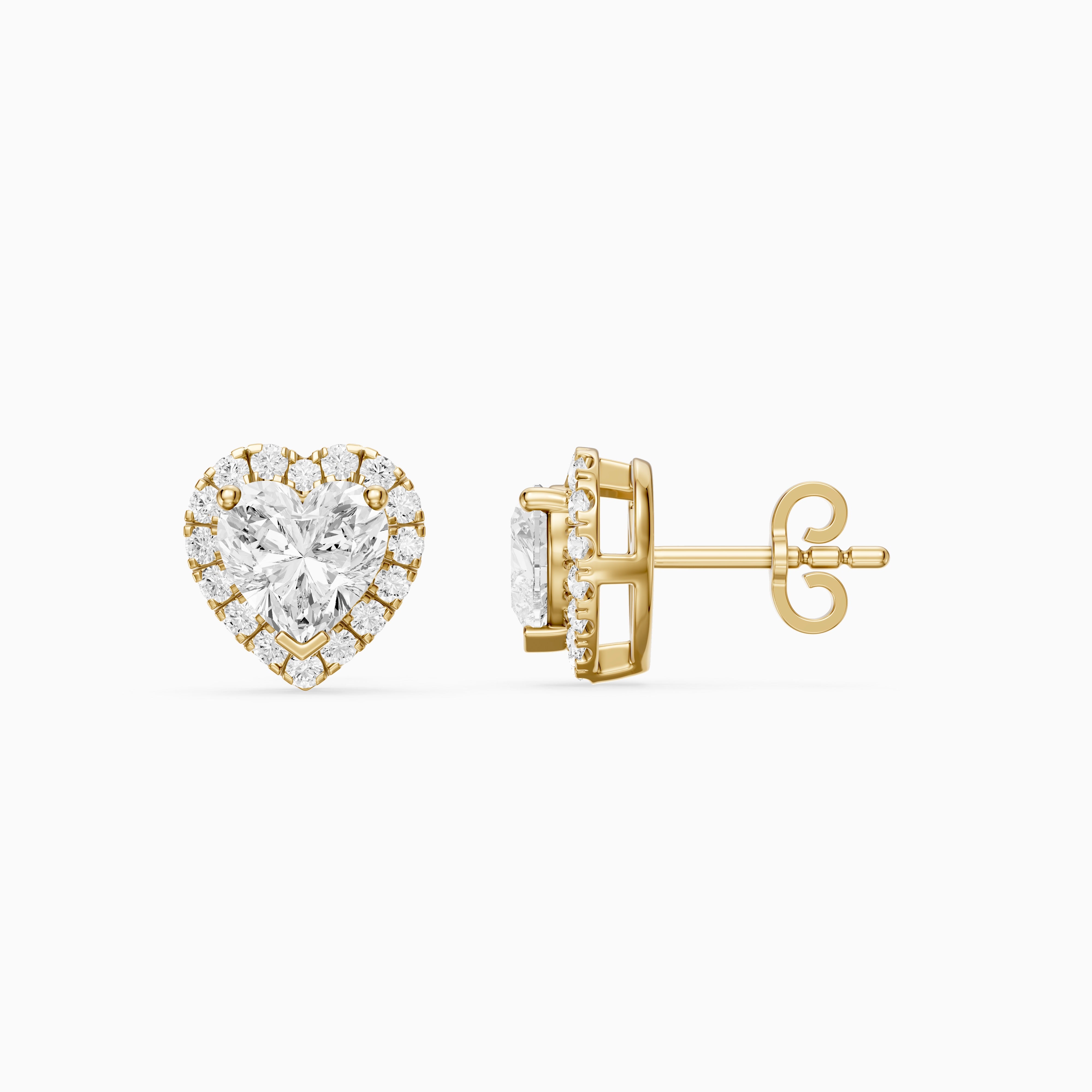Zinaida Heart Shape Lab Grown Diamond Halo Stud Earrings