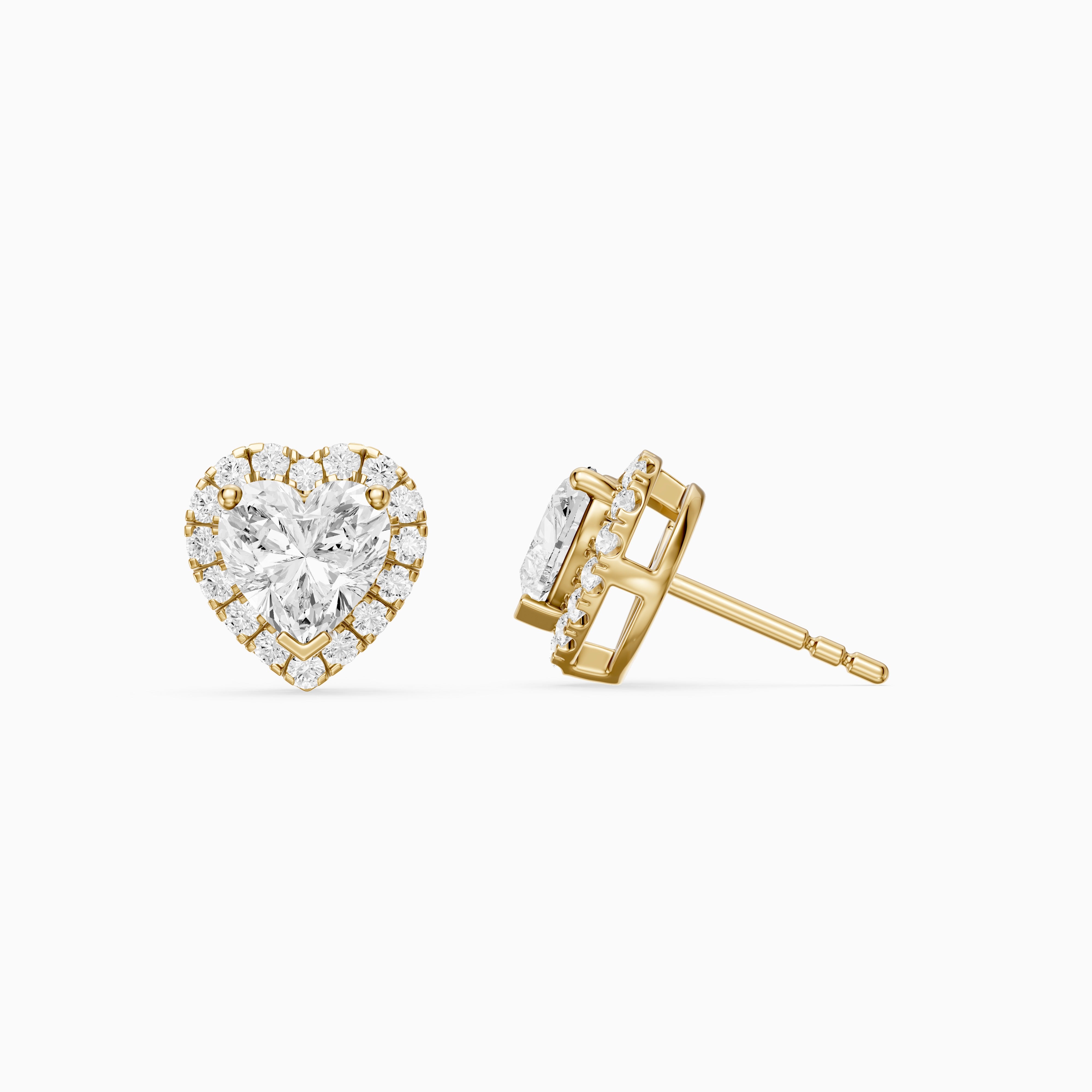 Zinaida Heart Shape Lab Grown Diamond Halo Stud Earrings