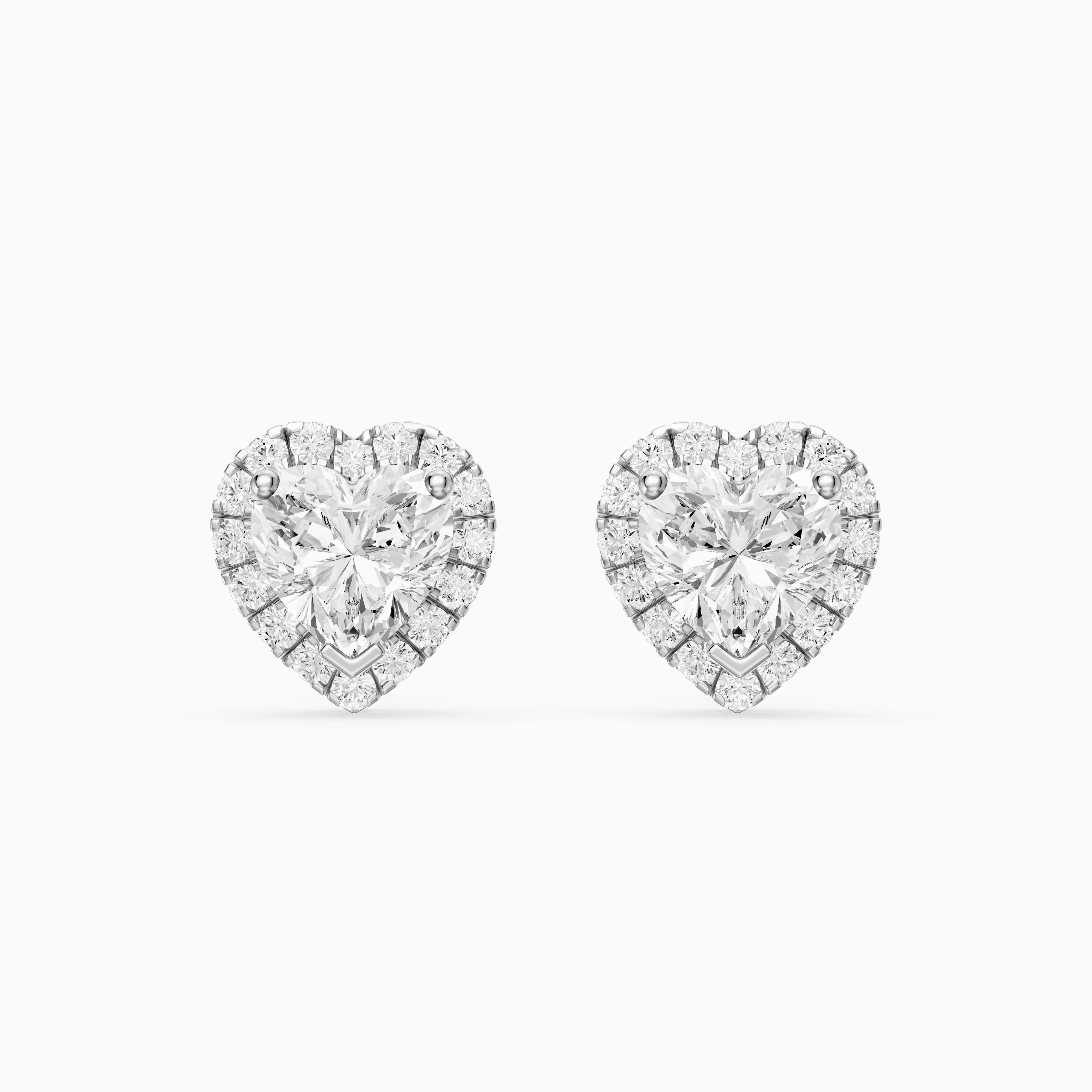 Zinaida Heart Shape Lab Grown Diamond Halo Stud Earrings