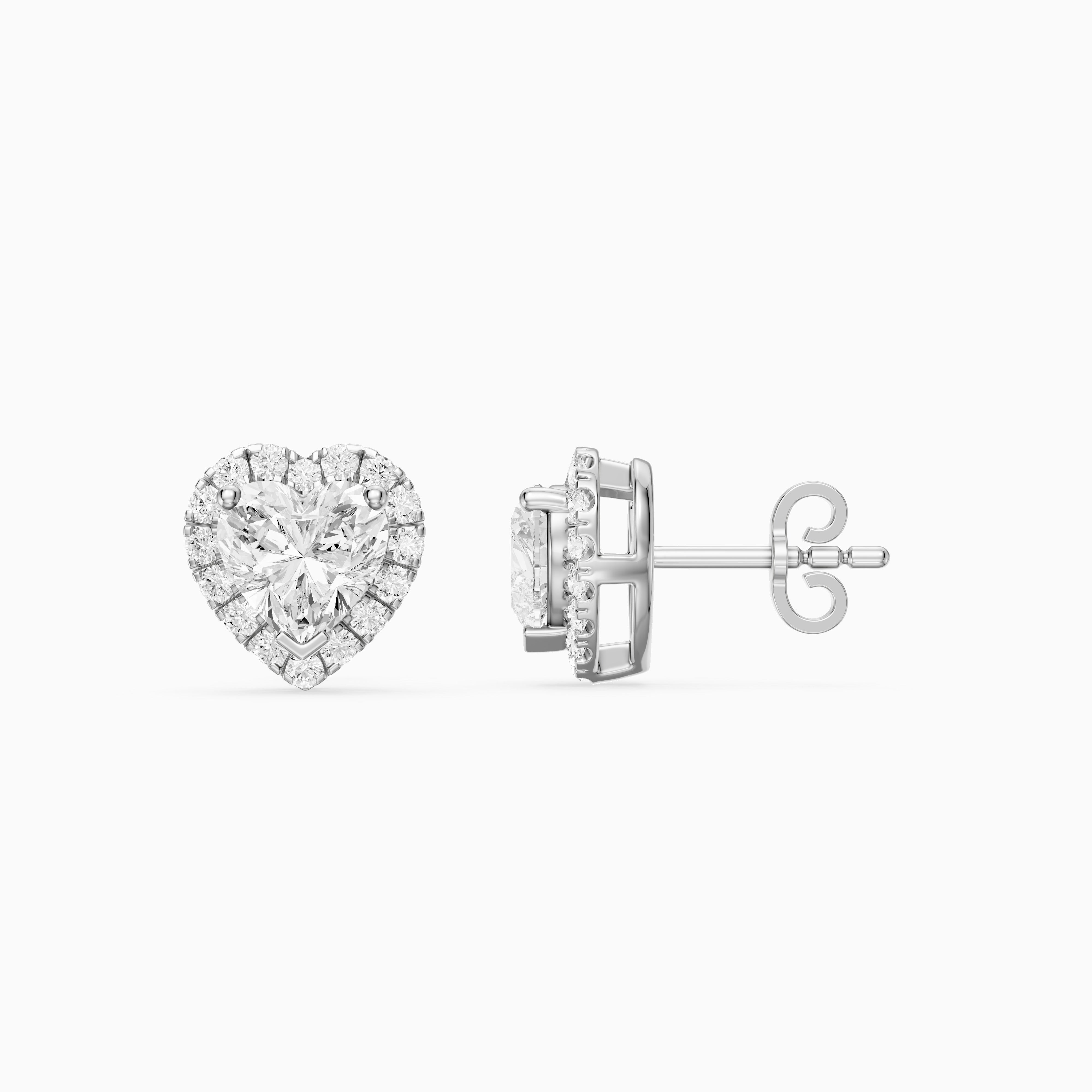 Zinaida Heart Shape Lab Grown Diamond Halo Stud Earrings