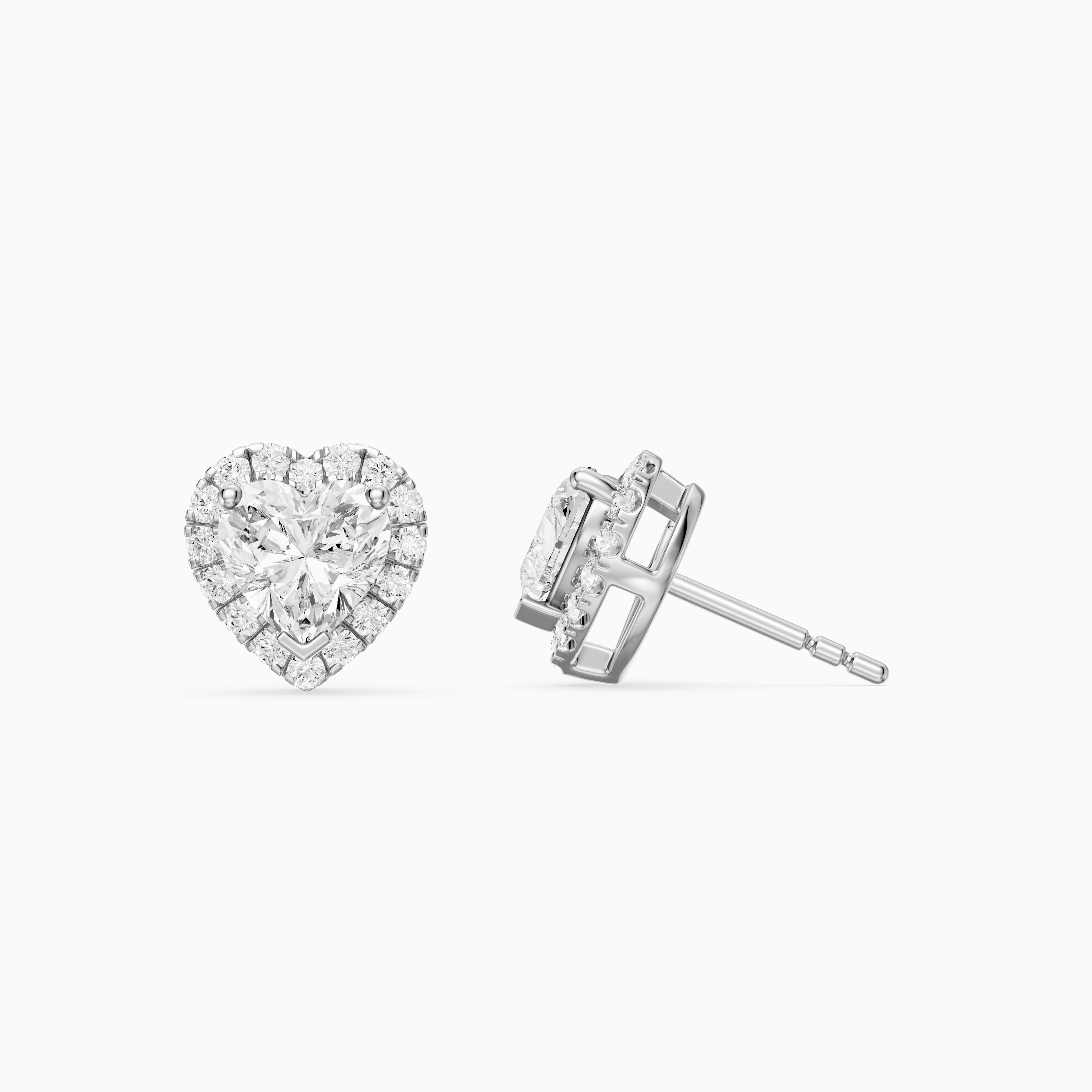 Zinaida Heart Shape Lab Grown Diamond Halo Stud Earrings