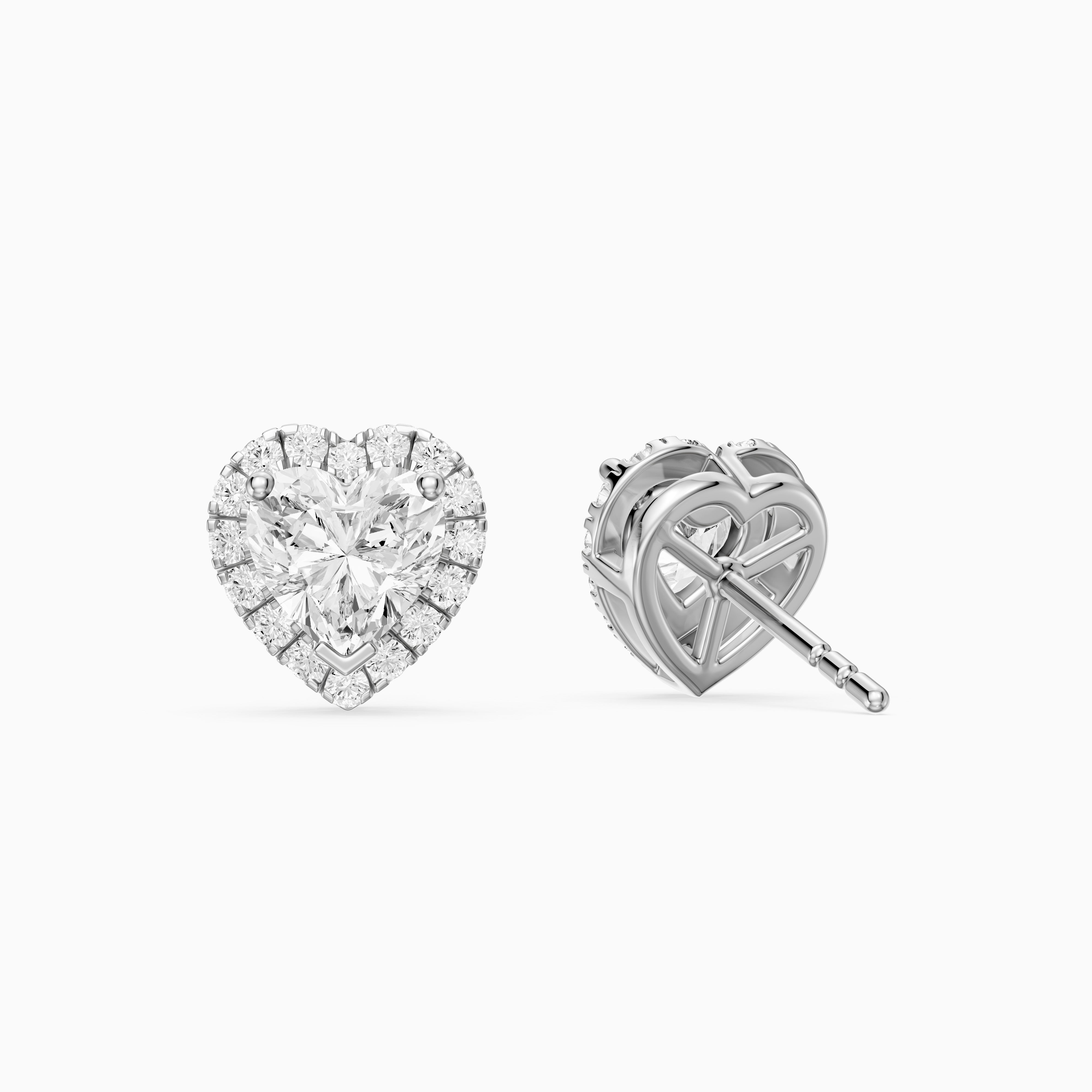 Zinaida Heart Shape Lab Grown Diamond Halo Stud Earrings