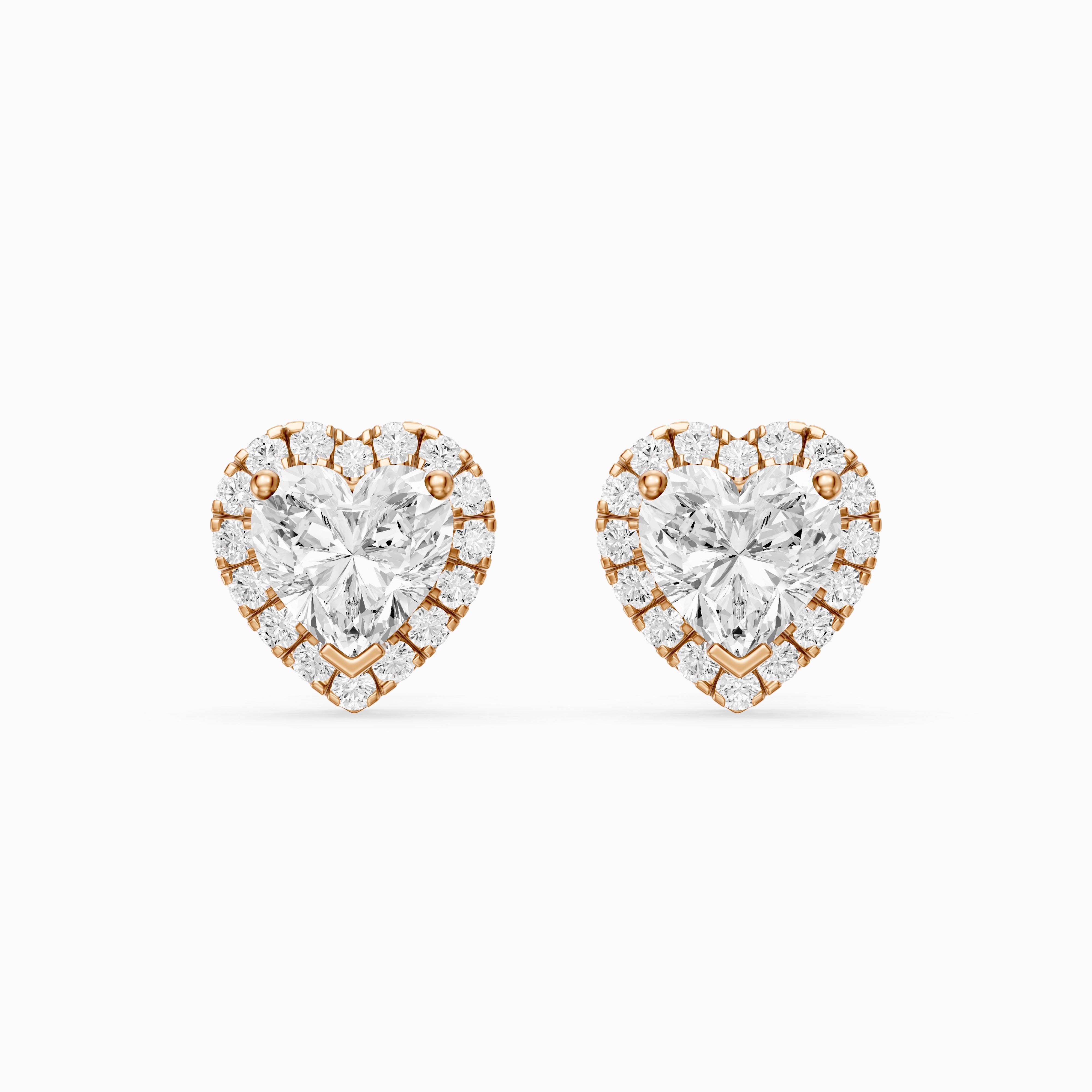Zinaida Heart Shape Lab Grown Diamond Halo Stud Earrings
