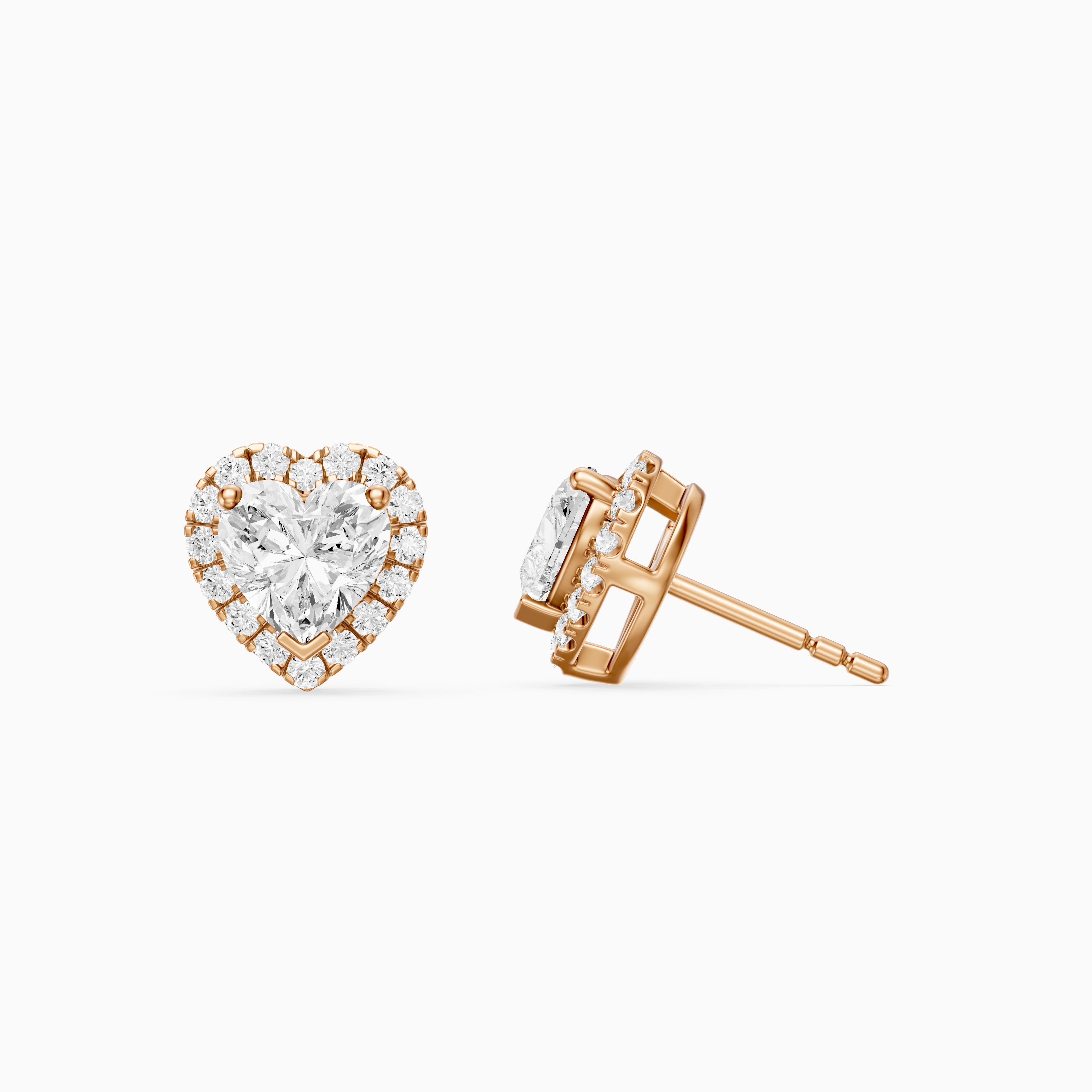 Zinaida Heart Shape Lab Grown Diamond Halo Stud Earrings