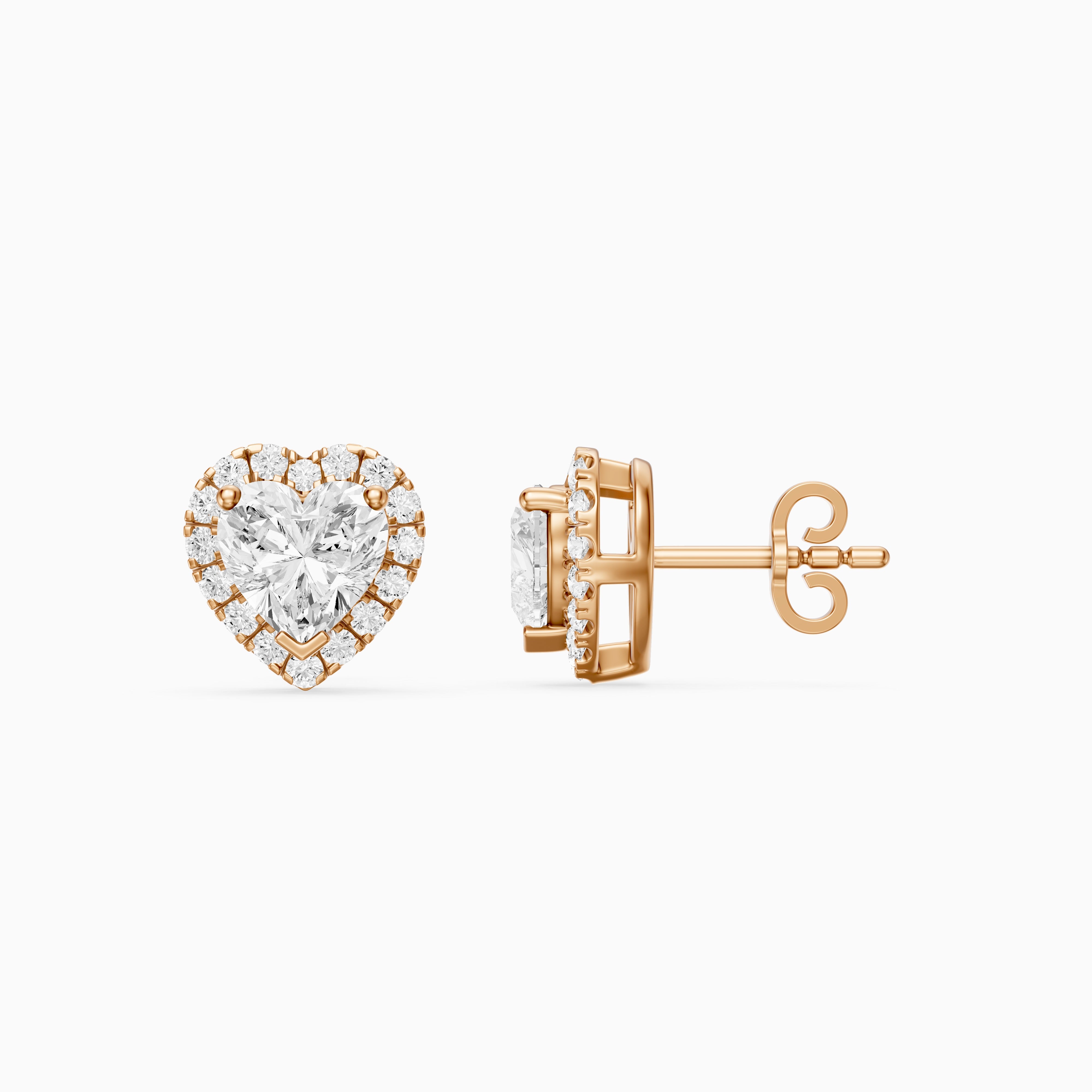 Zinaida Heart Shape Lab Grown Diamond Halo Stud Earrings
