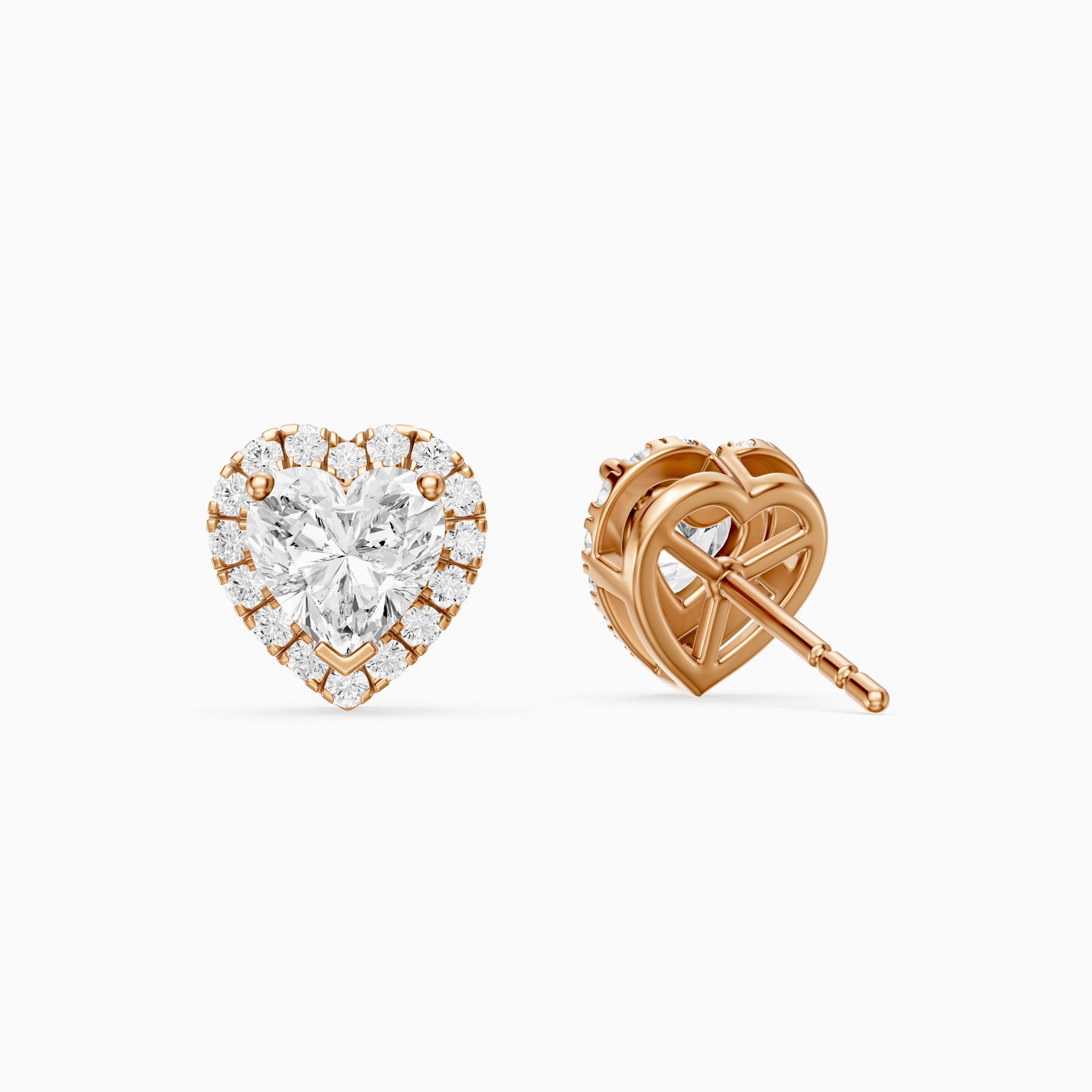 Zinaida Heart Shape Lab Grown Diamond Halo Stud Earrings