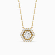 Nina Round Lab Grown Diamond Hexagon Halo Pendant