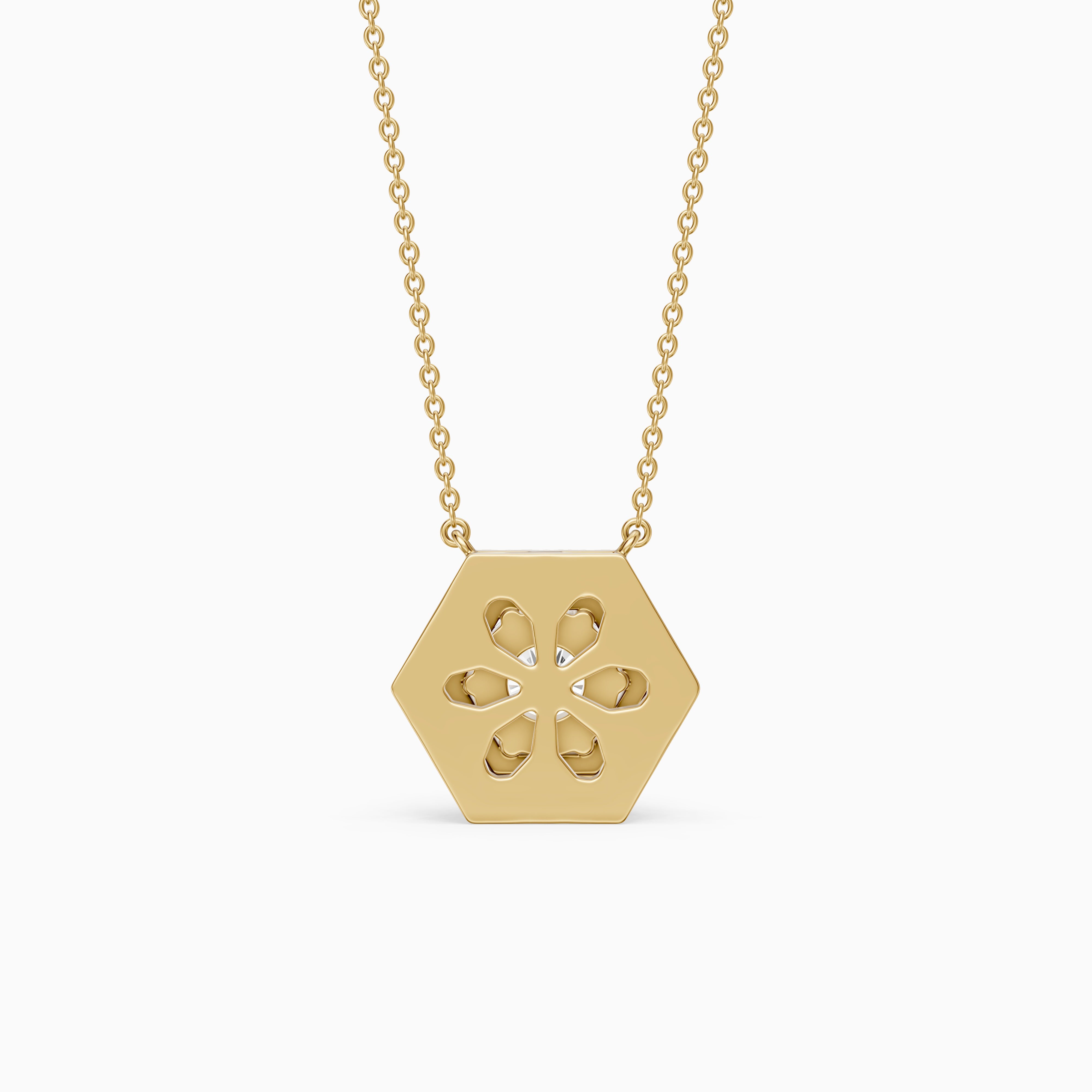 Nina Round Lab Grown Diamond Hexagon Halo Pendant