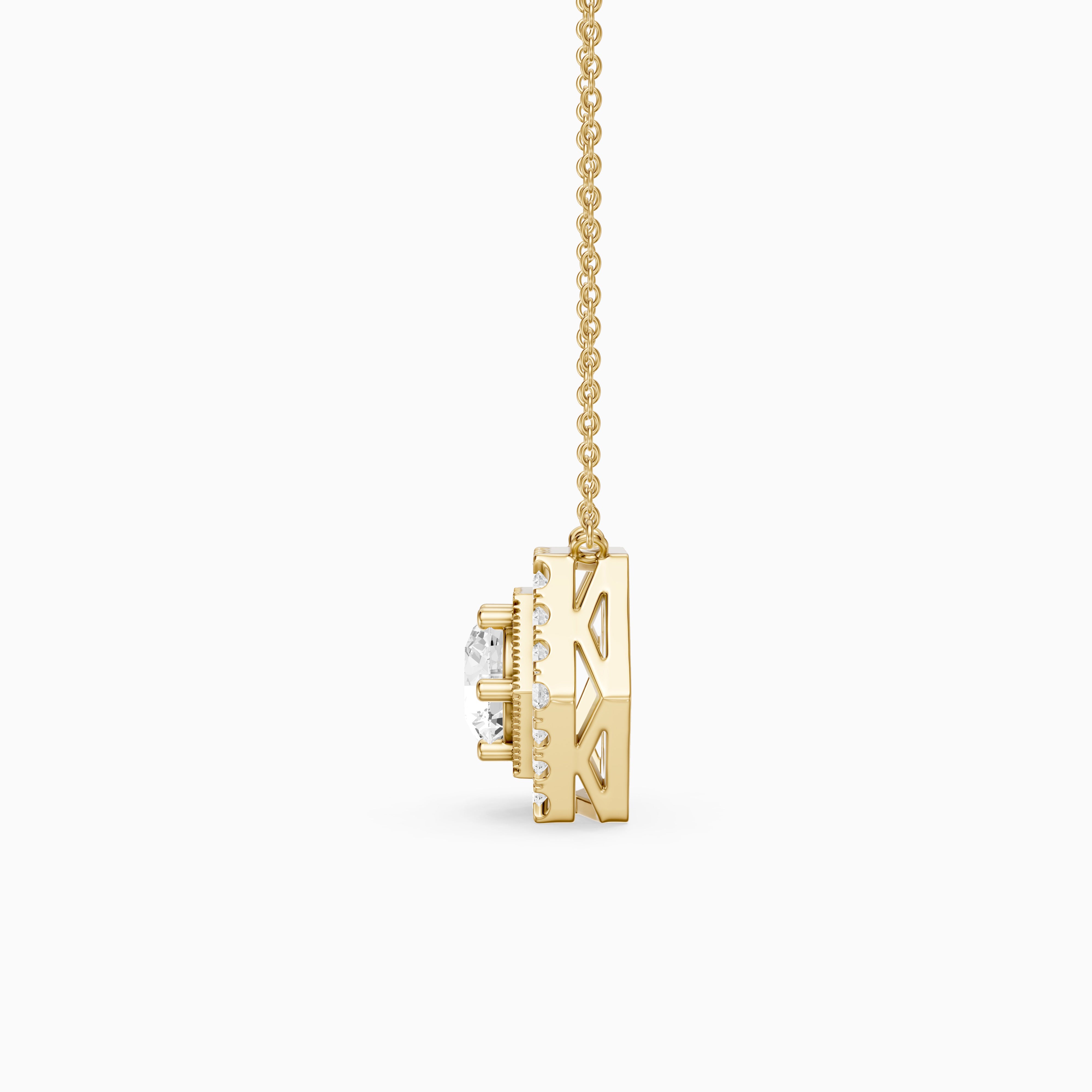 Nina Round Lab Grown Diamond Hexagon Halo Pendant