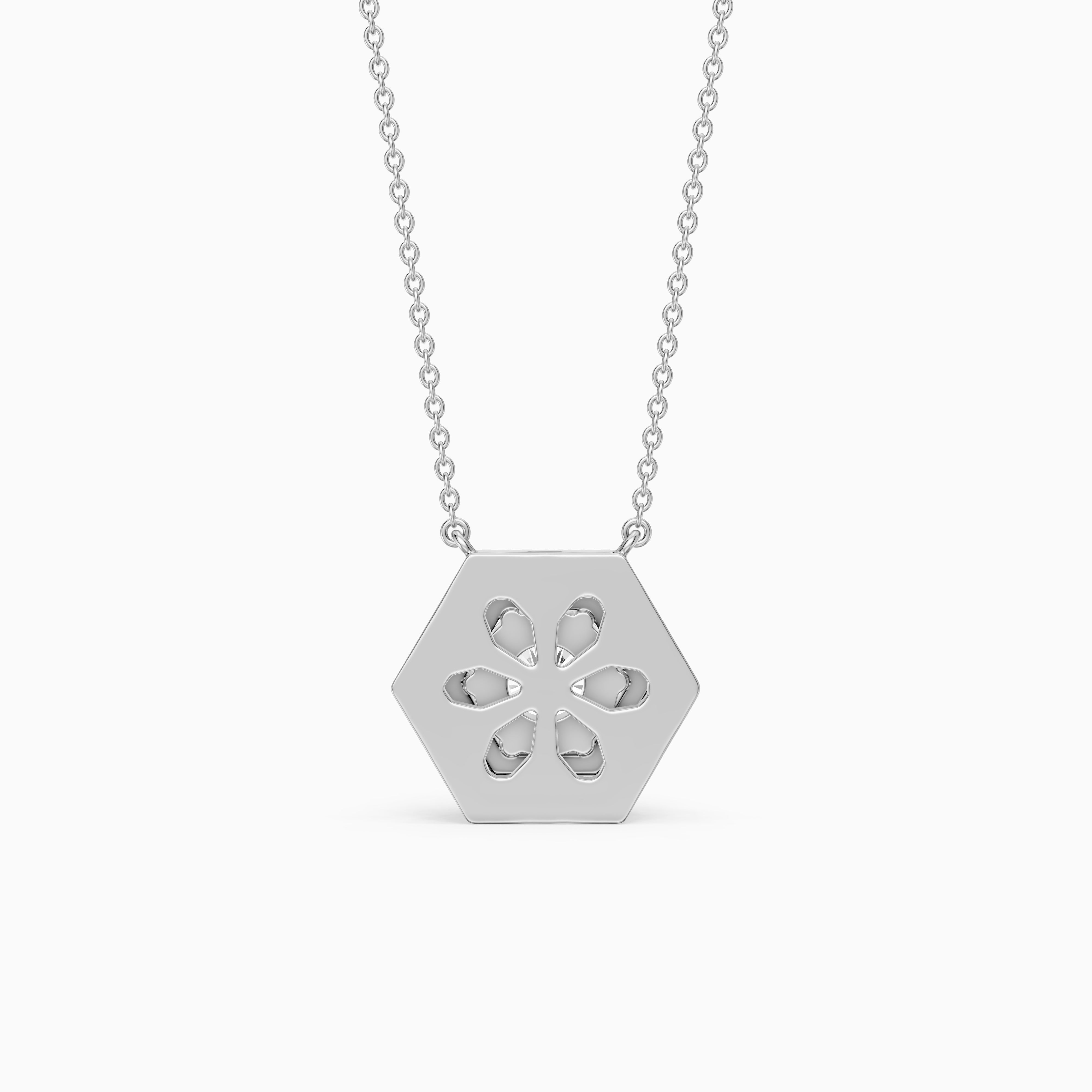 Nina Round Lab Grown Diamond Hexagon Halo Pendant