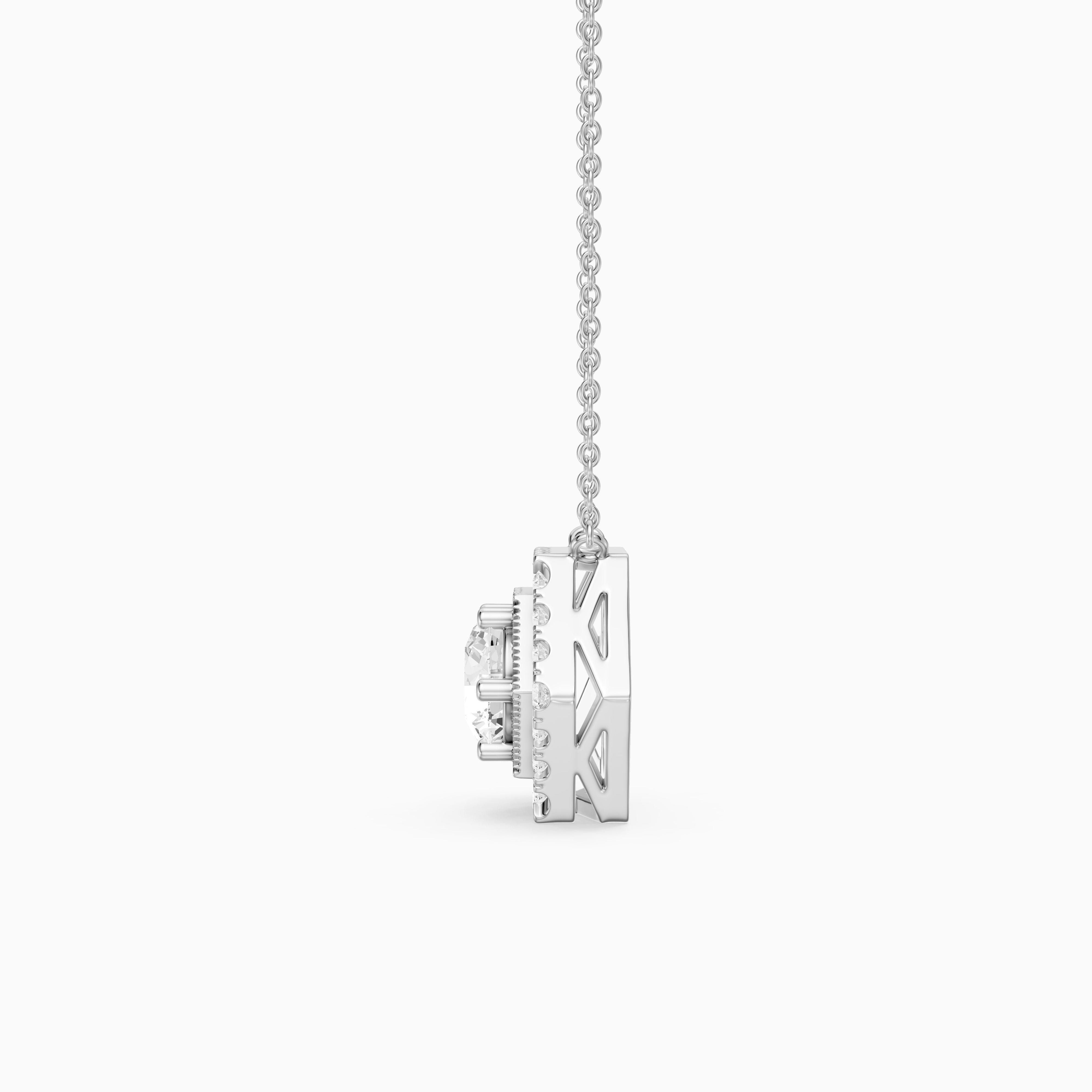 Nina Round Lab Grown Diamond Hexagon Halo Pendant