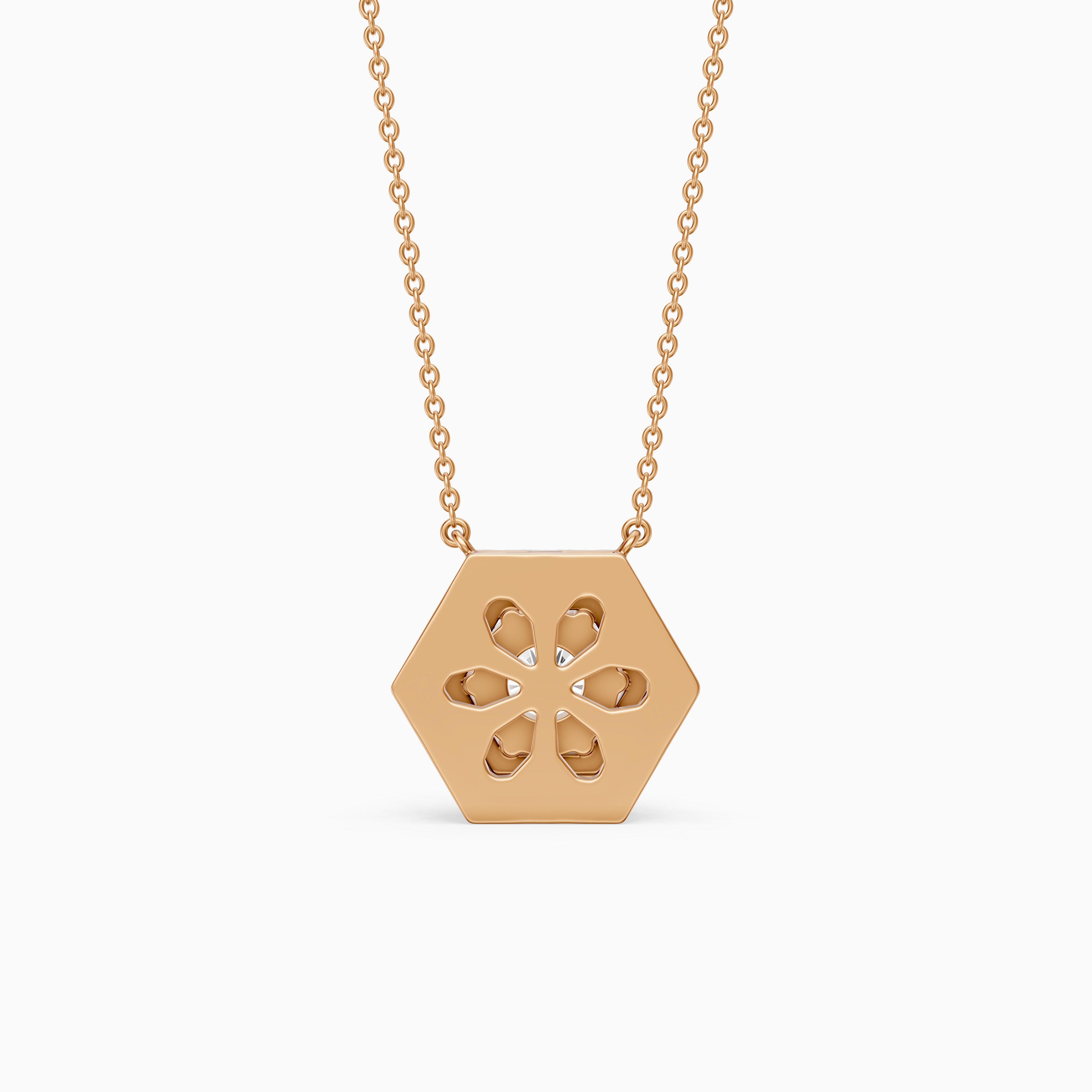 Nina Round Lab Grown Diamond Hexagon Halo Pendant