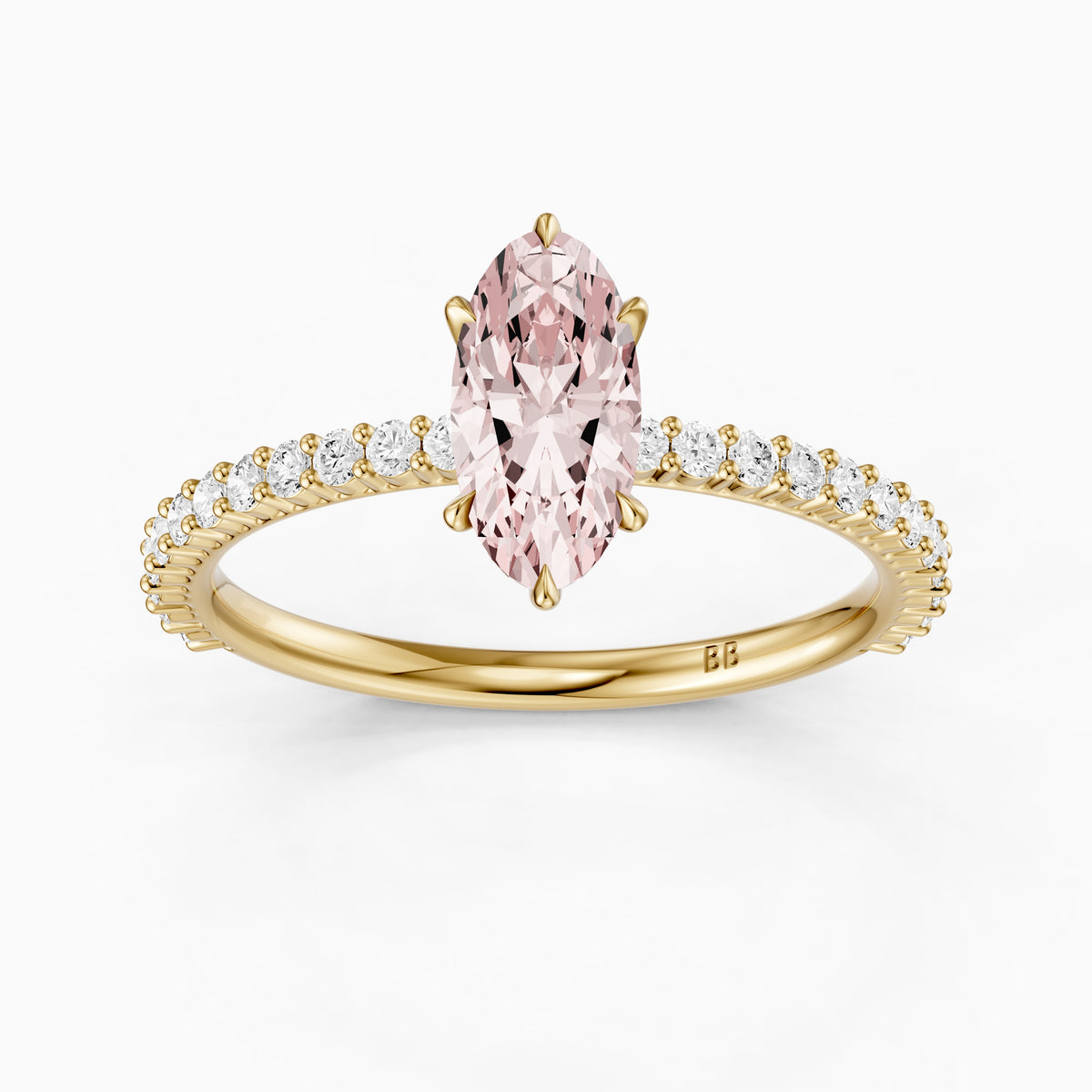 Lowenna Moval Pink Lab Grown Diamond Scalloped Pavé Band Ring