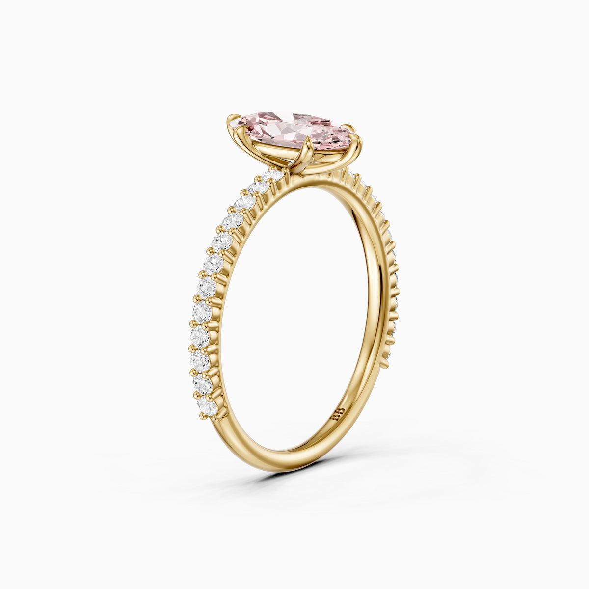 Lowenna Moval Pink Lab Grown Diamond Scalloped Pavé Band Ring
