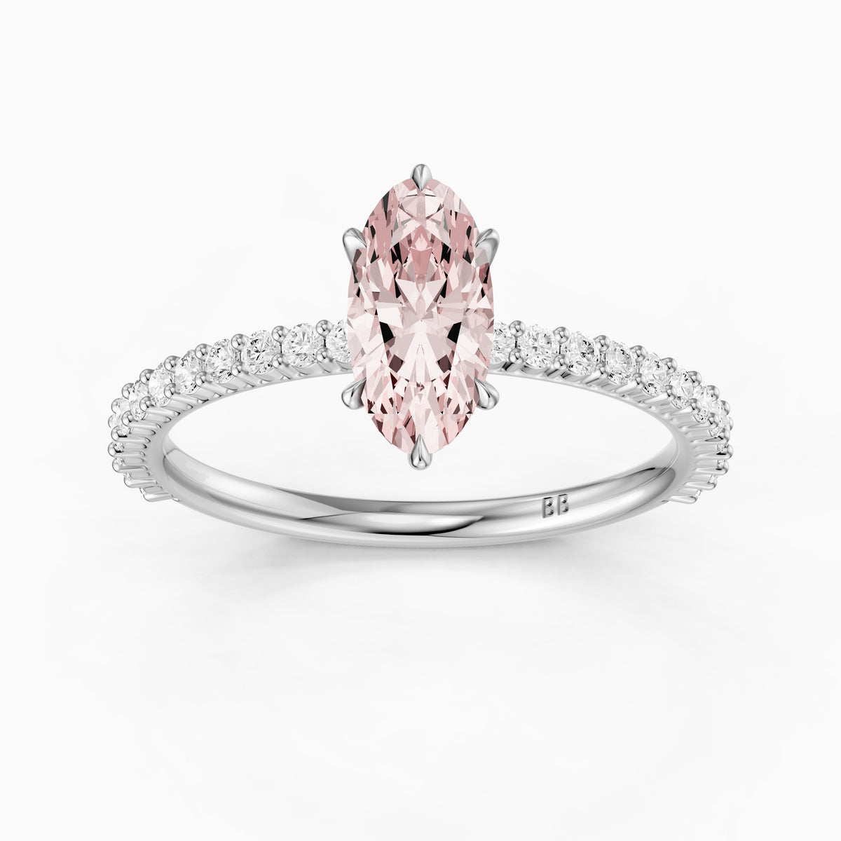 Lowenna Moval Pink Lab Grown Diamond Scalloped Pavé Band Ring