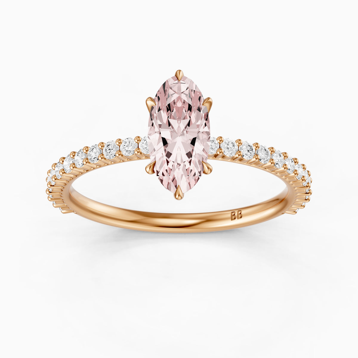 Lowenna Moval Pink Lab Grown Diamond Scalloped Pavé Band Ring