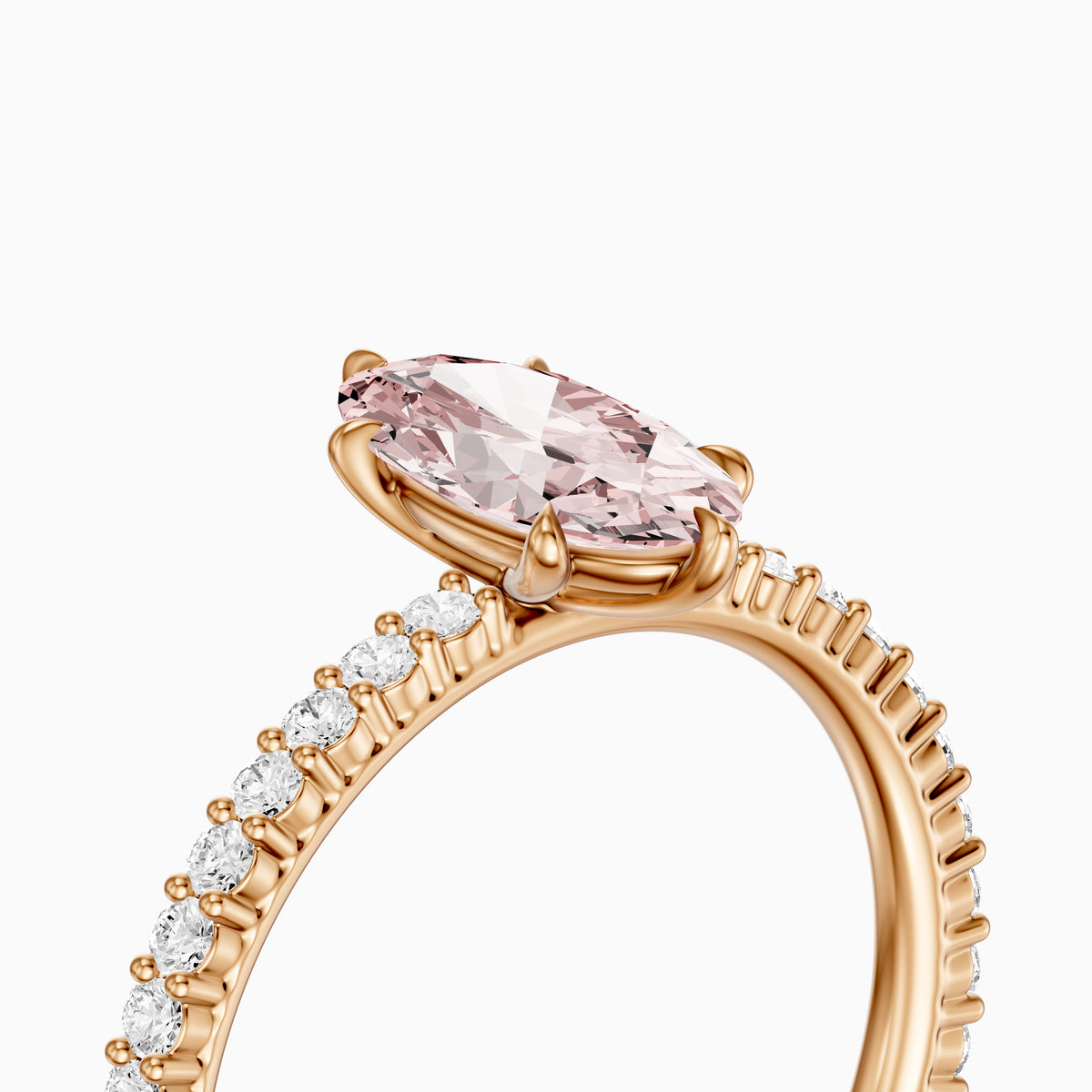 Lowenna Moval Pink Lab Grown Diamond Scalloped Pavé Band Ring