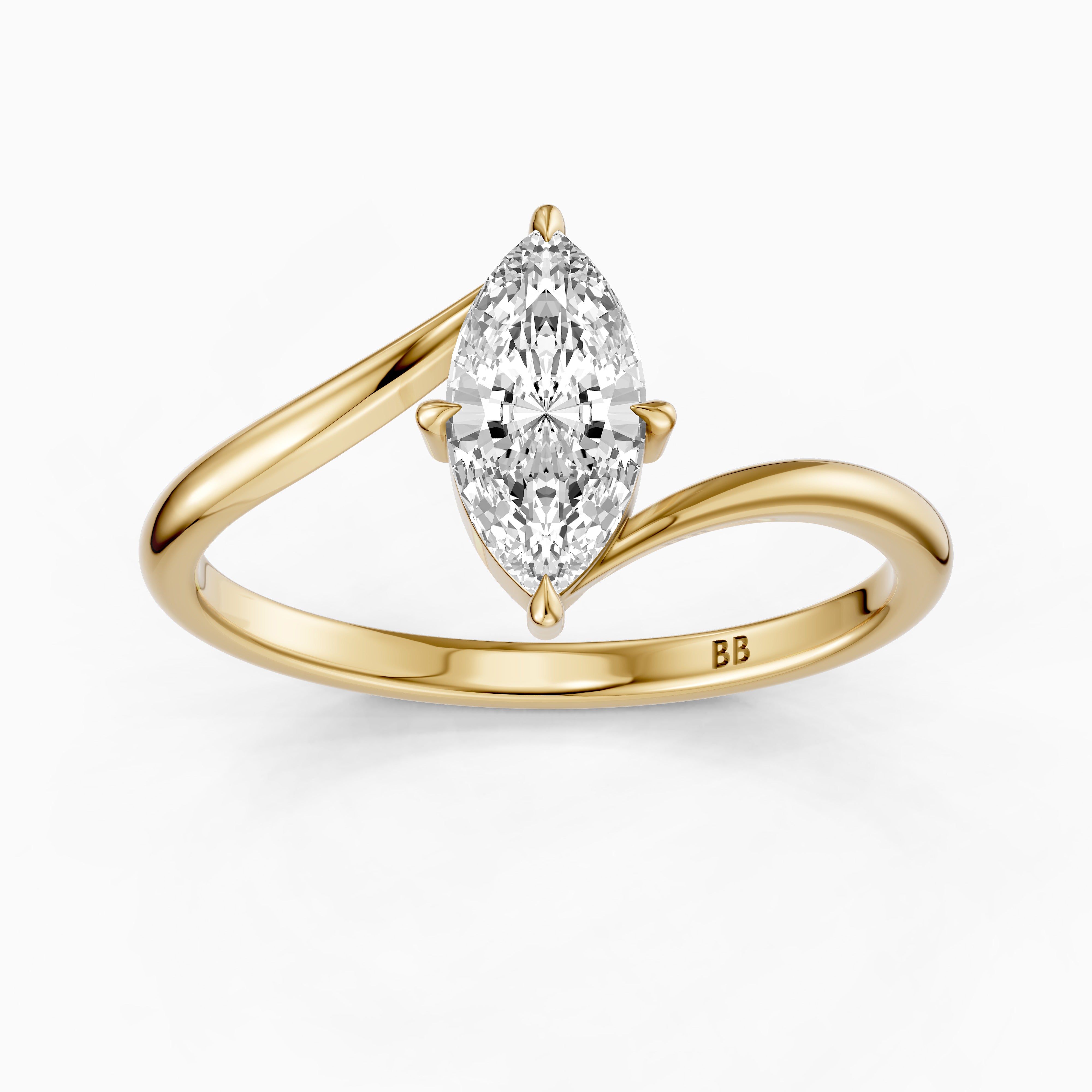 Mila Marquise Cut Solitaire Twist Shank Moissanite Diamond Ring