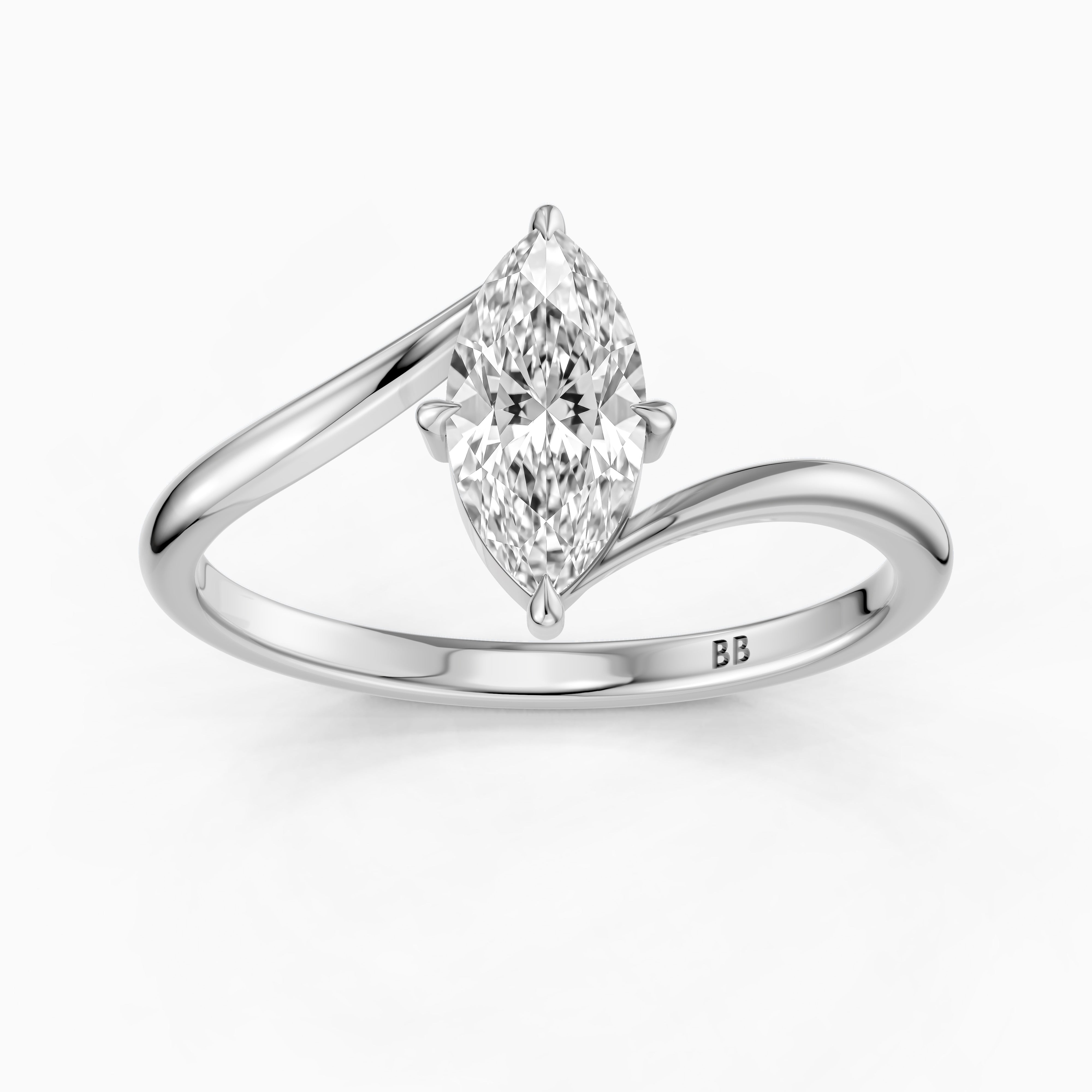 Mila Marquise Cut Solitaire Twist Shank Lab Grown Diamond Ring