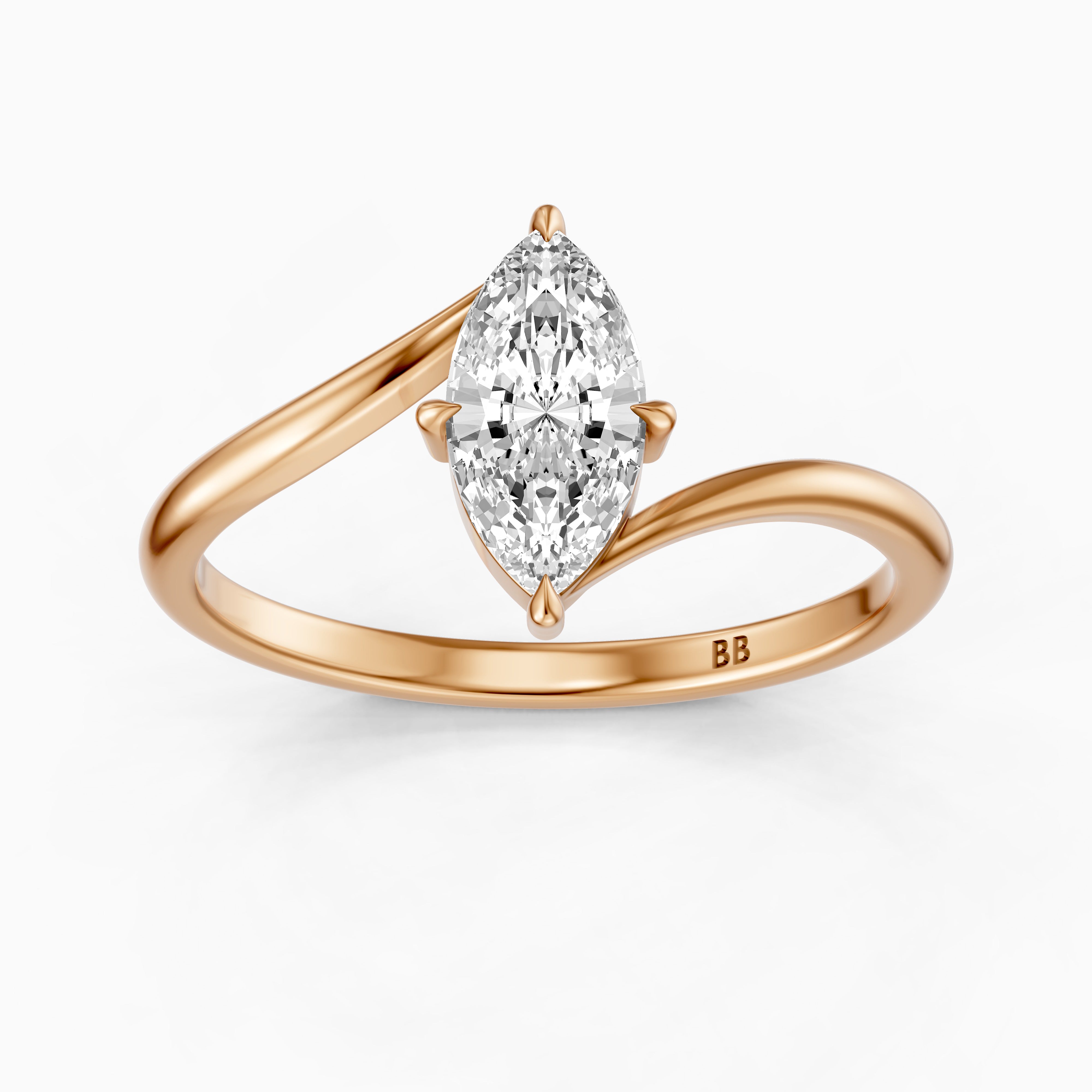 Mila Marquise Cut Solitaire Twist Shank Moissanite Diamond Ring