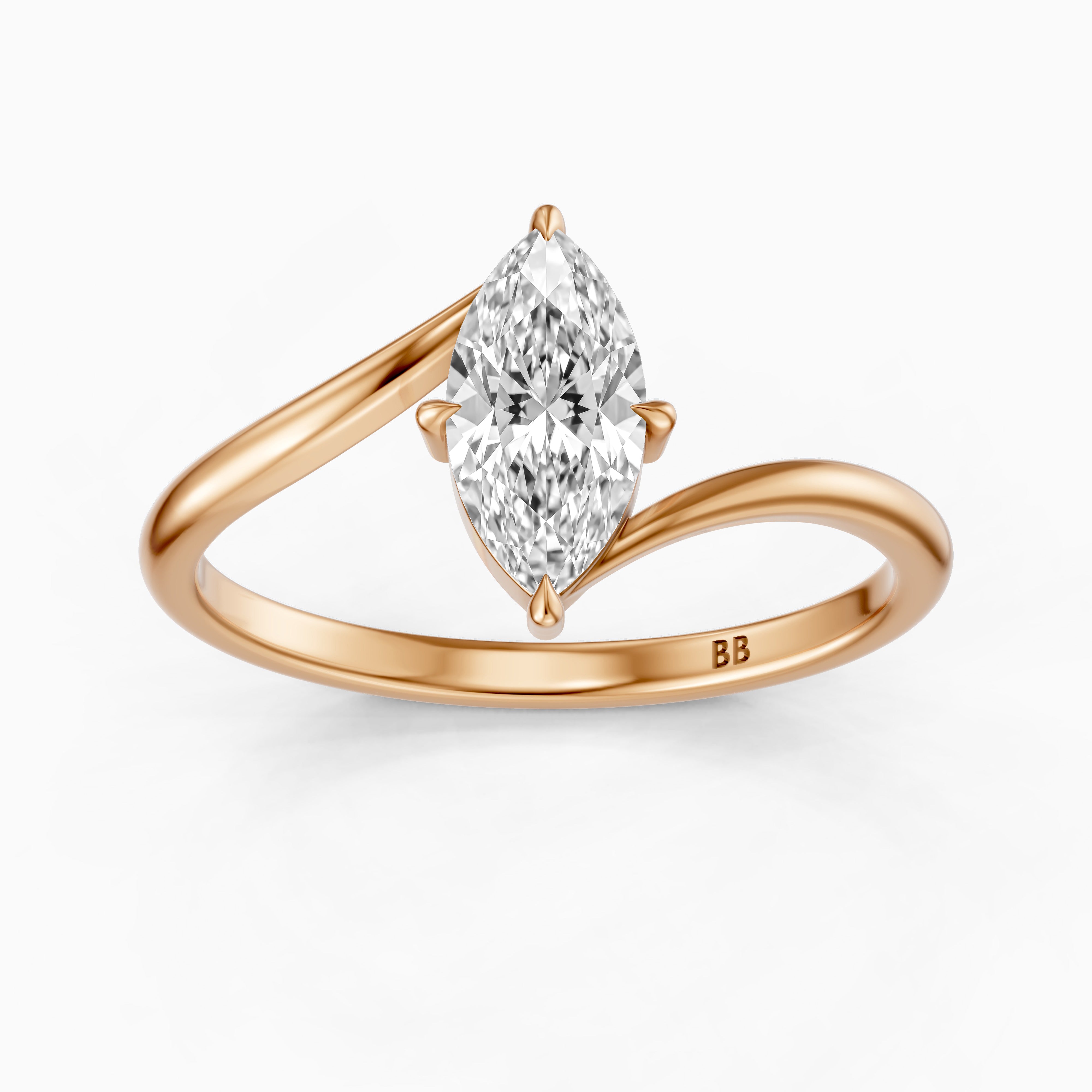 Mila Marquise Cut Solitaire Twist Shank Lab Grown Diamond Ring