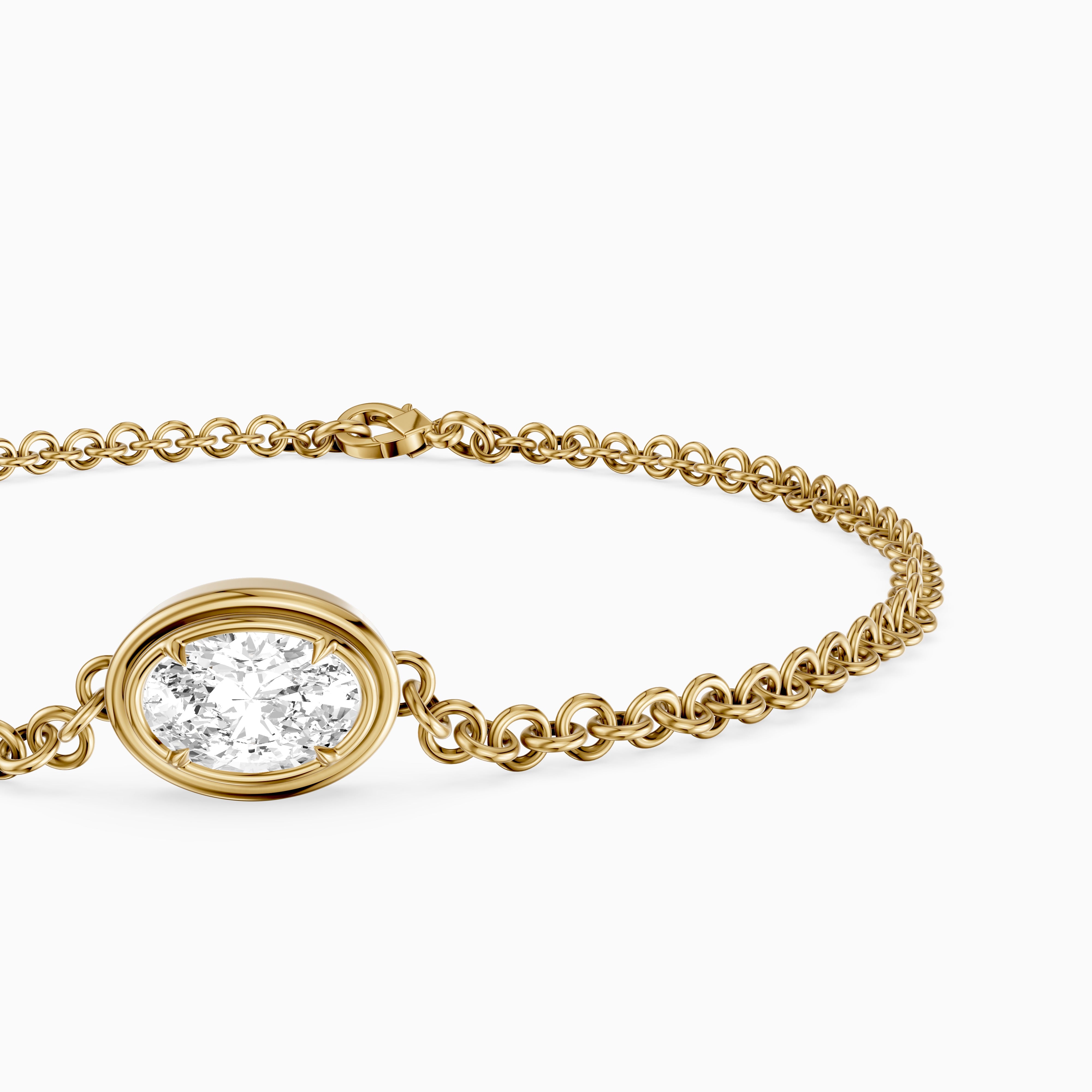 Katie Oval Lab Grown Diamond Solitaire Chain Bracelet