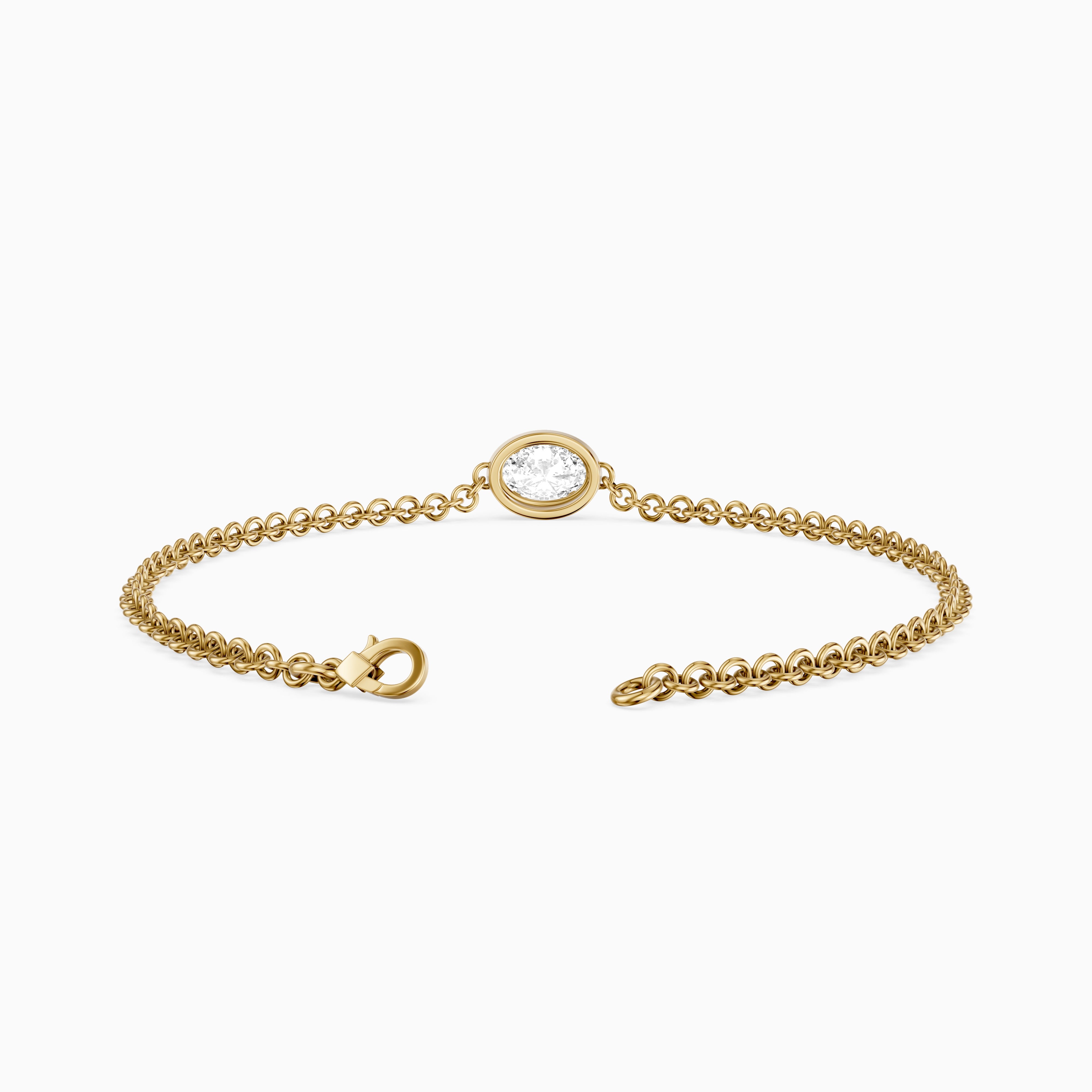 Katie Oval Lab Grown Diamond Solitaire Chain Bracelet