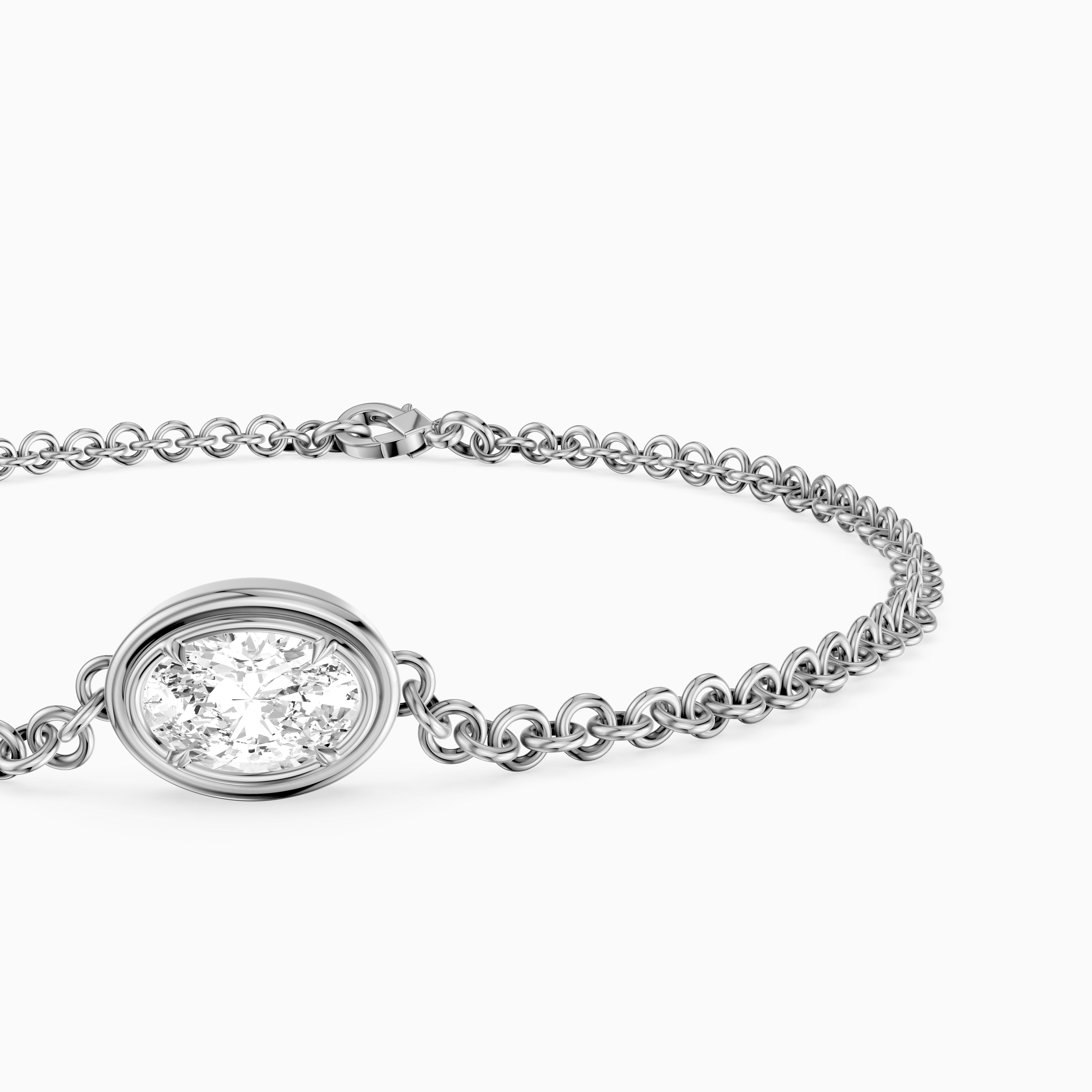 Katie Oval Lab Grown Diamond Solitaire Chain Bracelet